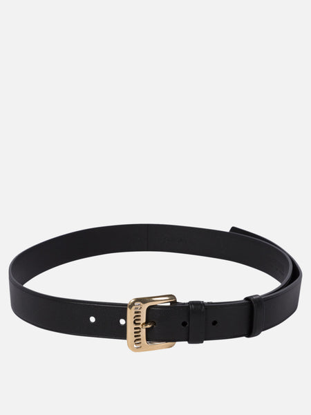 Miu Miu Leather Belt in Nero | FWRD