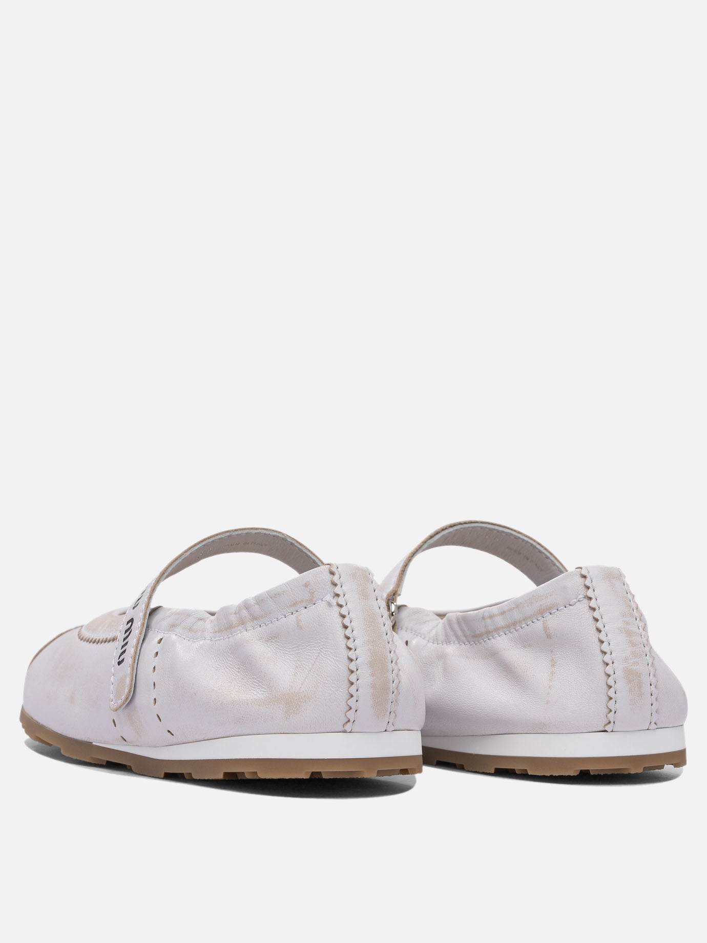 Miu Miu Bleached leather ballet flats White - Women | VIETTI