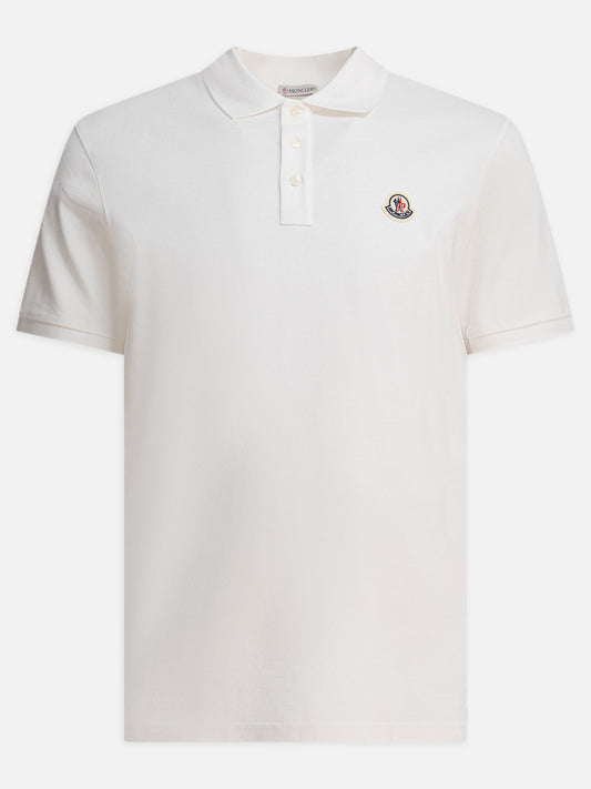 Moncler Cotton pique polo shirt with logo patch 12046665_S White 1