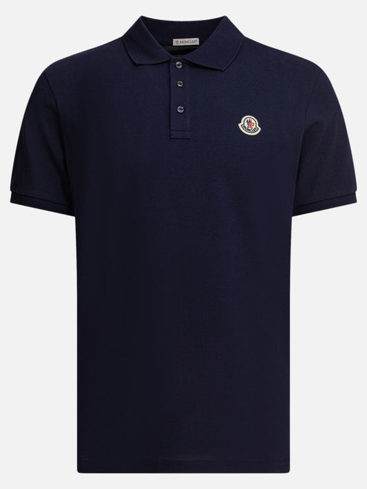 Moncler Cotton pique polo shirt with logo patch 17467239_S Blue 1