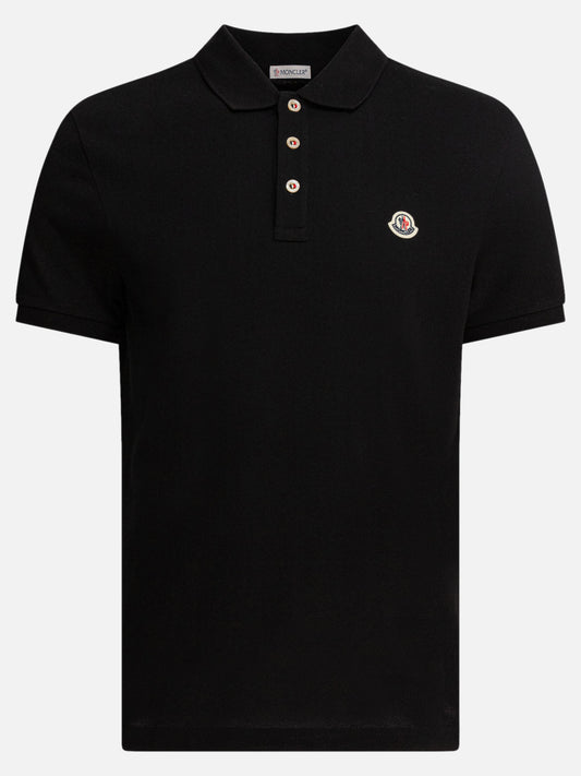 Moncler Cotton pique polo shirt with logo patch 18191415_S Black 1