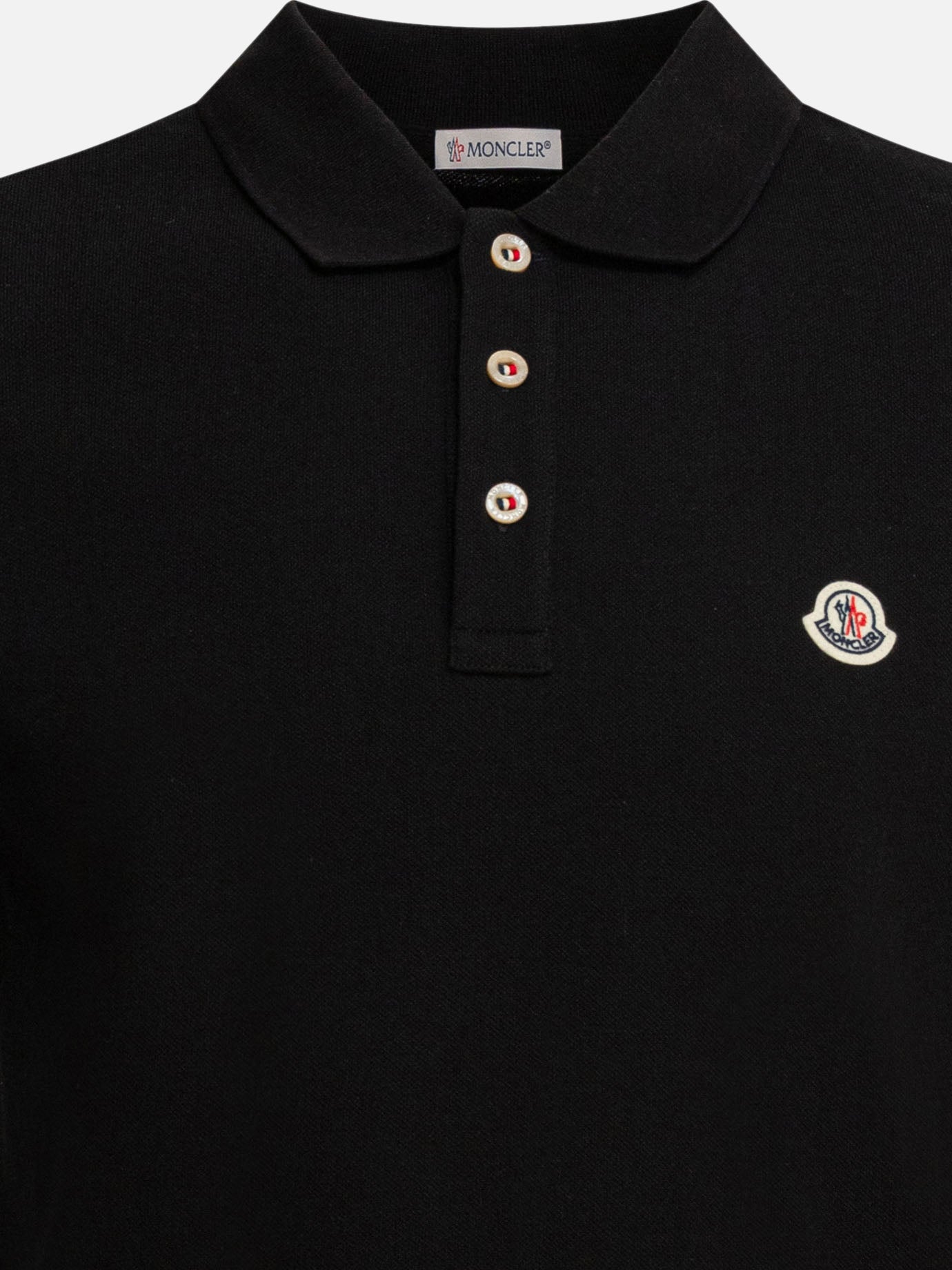 Moncler Cotton pique polo shirt with logo patch Black