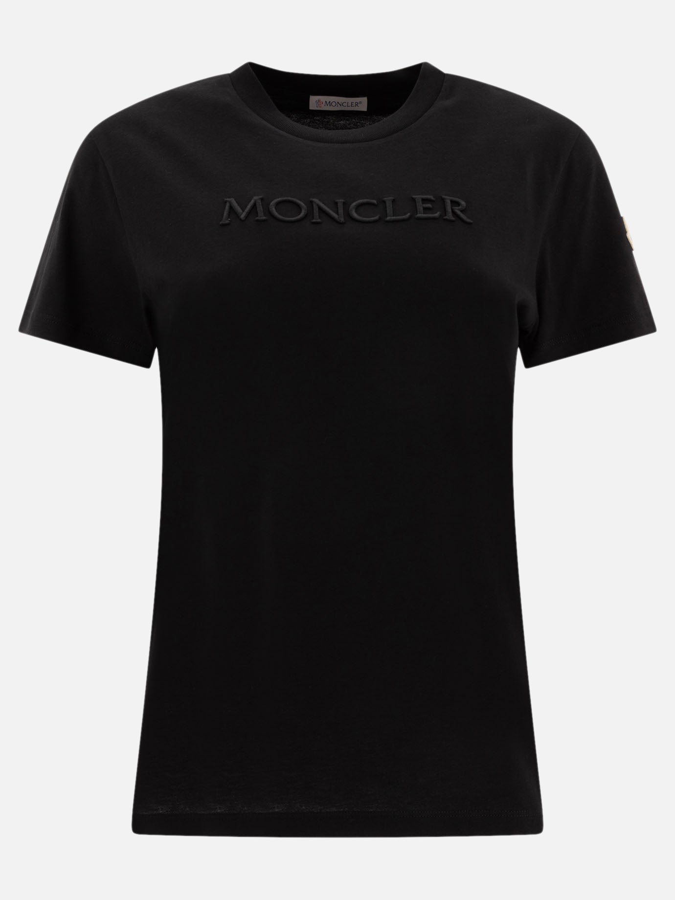 Moncler T-shirt con logo tono su tono 13111633_XS Black thumbnail_1