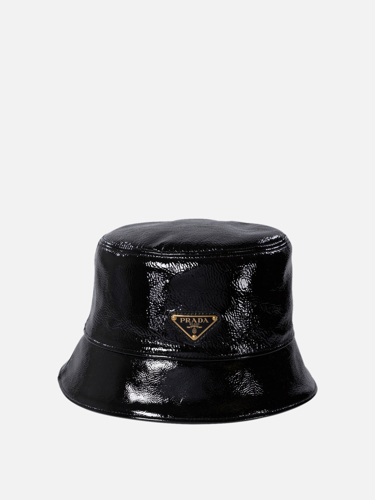 Prada Naplak patent leather bucket hat Black