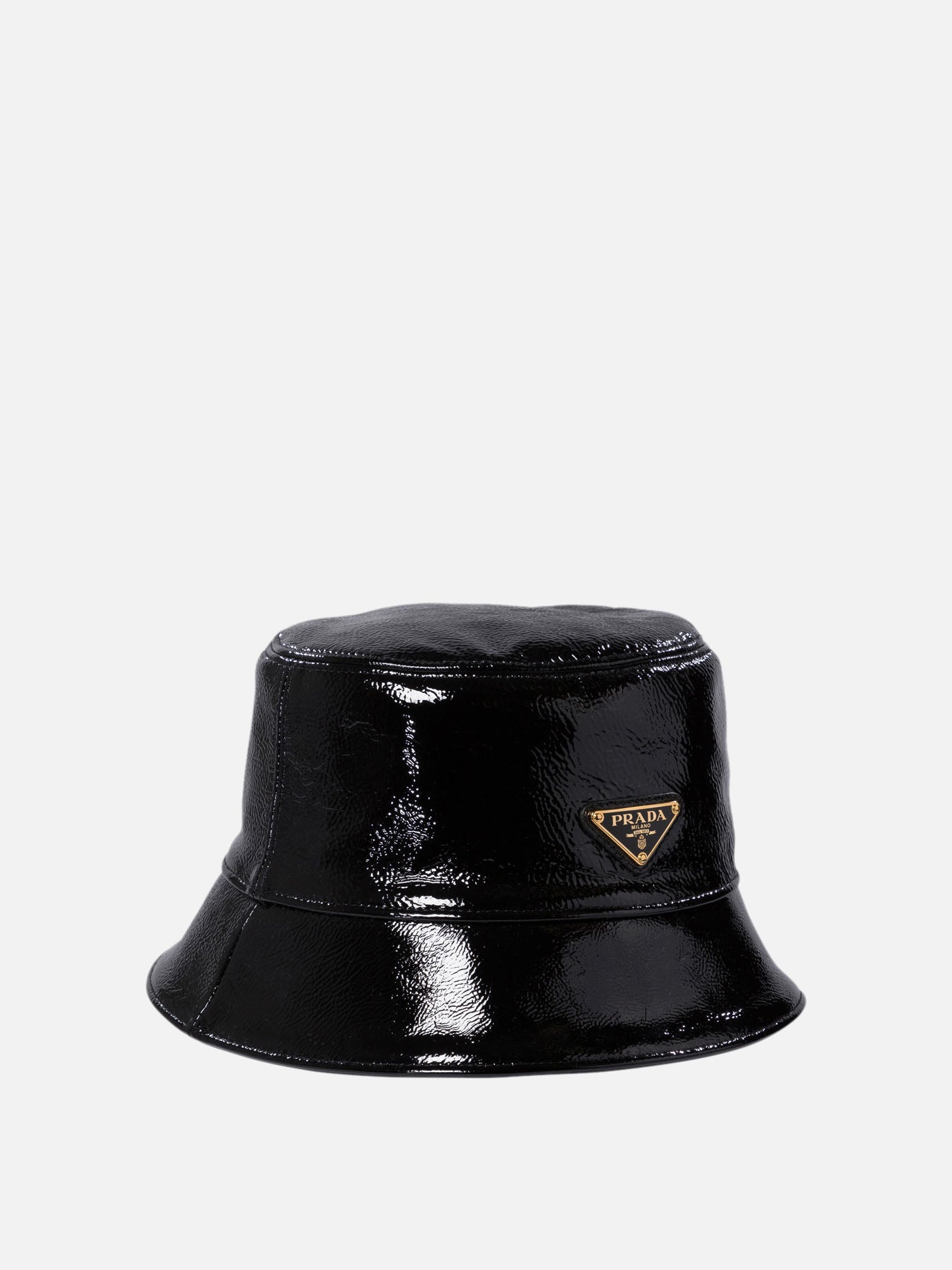 全*ン様 PRADA Bucket Hat 1HC137 Nero Size L Prada Naplak patent leather bucket hat 1HC137 Black - Women