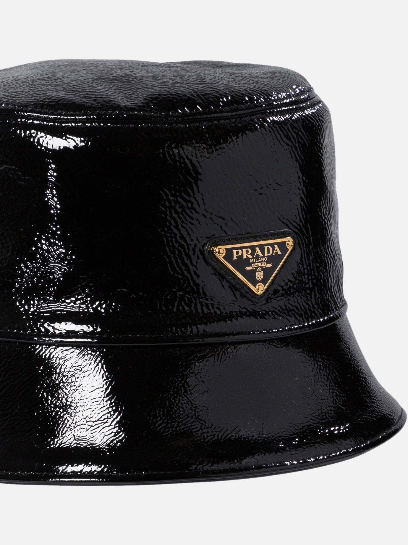 Prada Naplak patent leather bucket hat Black - Women | VIETTI