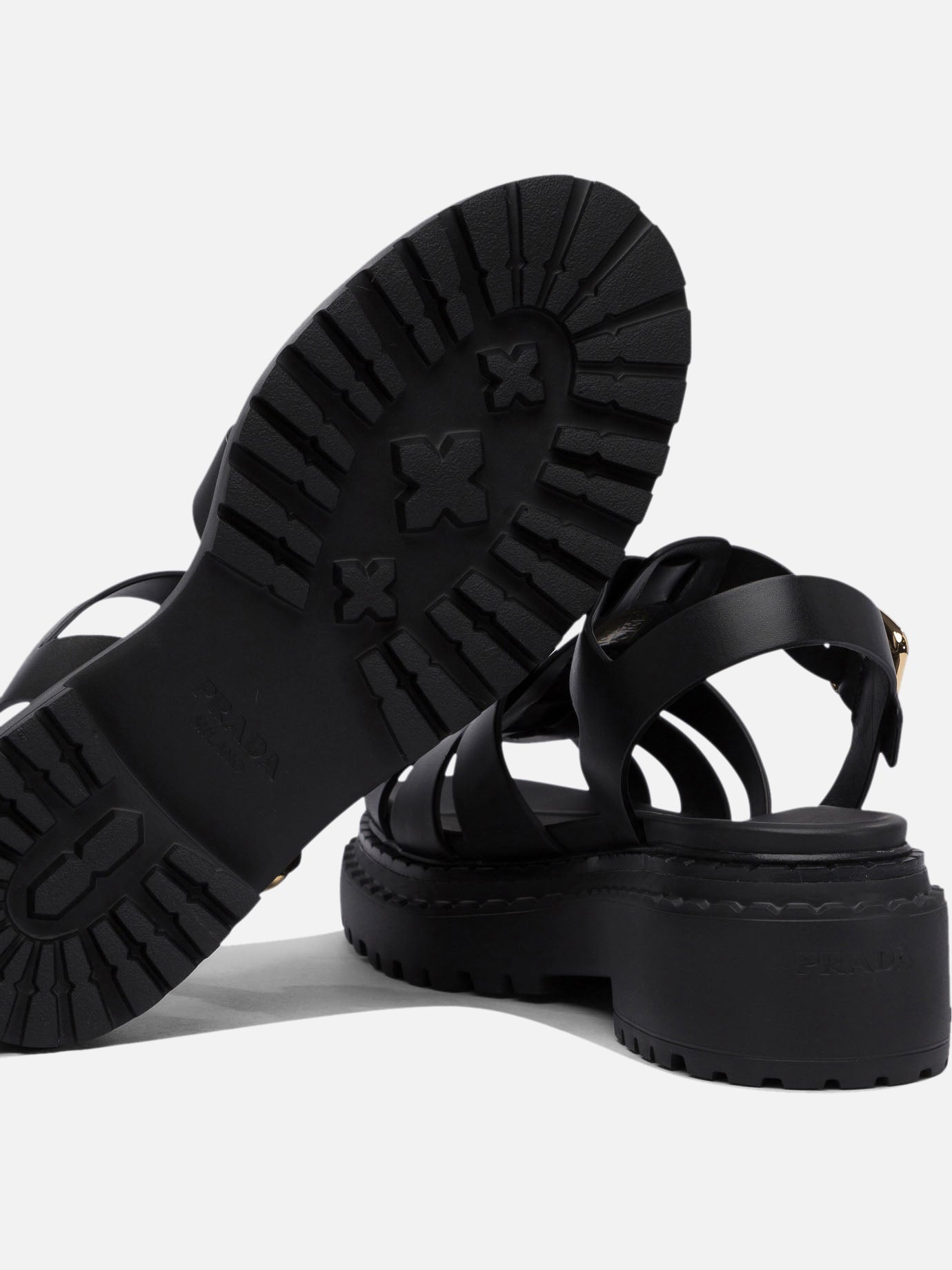 Prada Leather sandals Black - Women | VIETTI Online Store