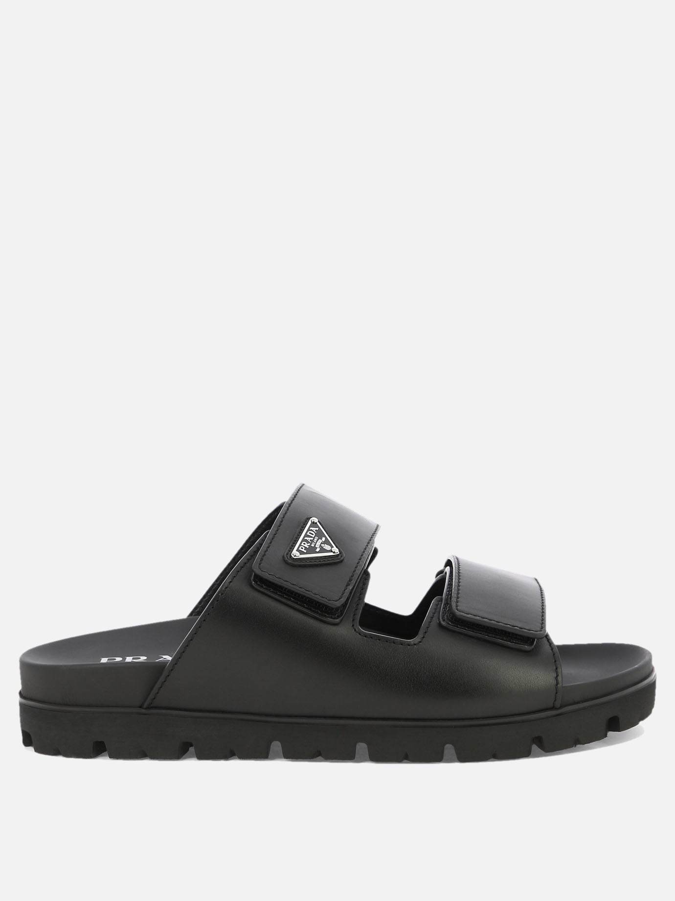 Prada Leather strap slides Black Men VIETTI Online Store