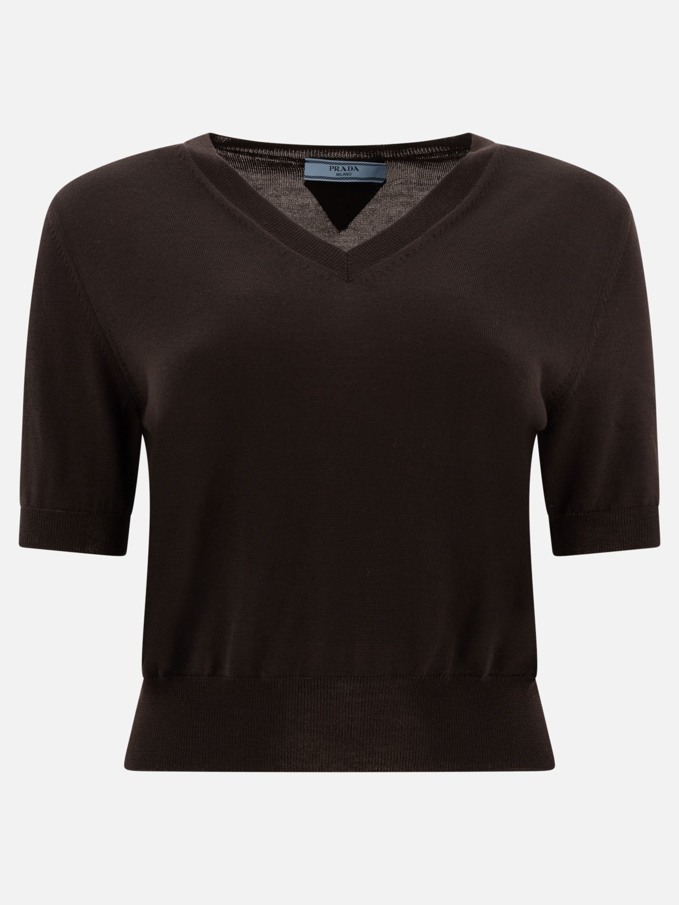 Prada Maglia scollo a V in lana 14047465_42 Brown thumbnail_1