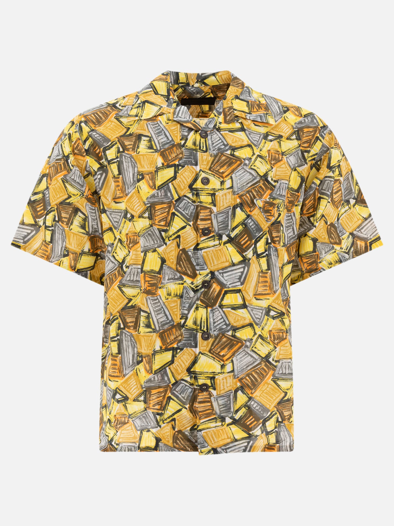 Prada Short-sleeved cotton shirt Yellow Men VIETTI Online Store