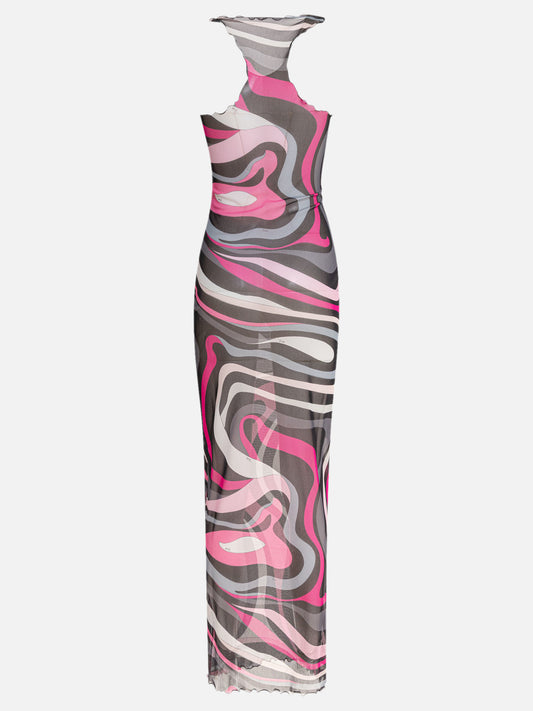 Pucci Abito lungo in tulle in stampa Marmo 19125849_44 Pink 2