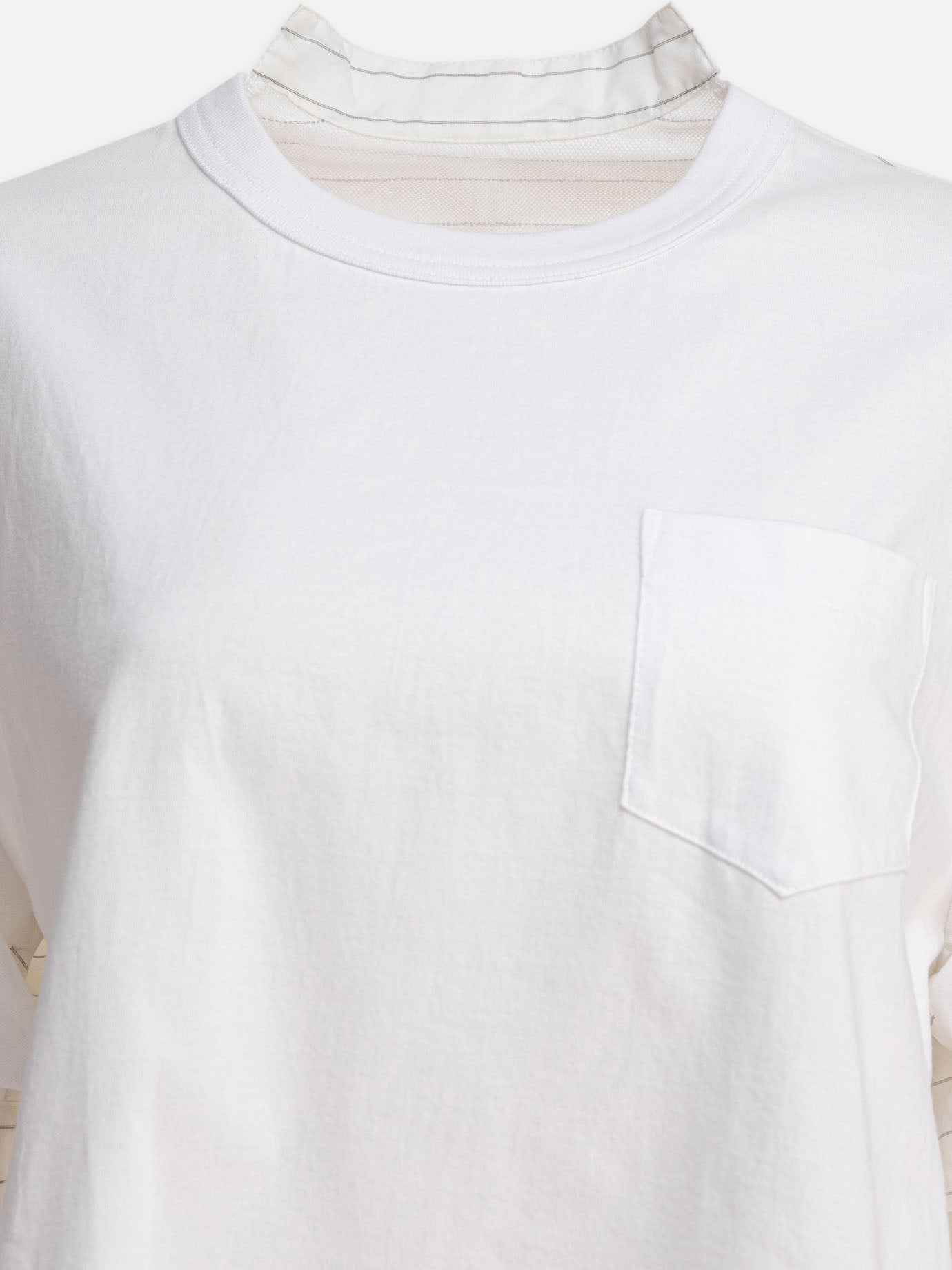 T-shirt girocollo Striped  Bianco - Sacai Donna | PDP | VIETTI Online Store | thumbnail_3