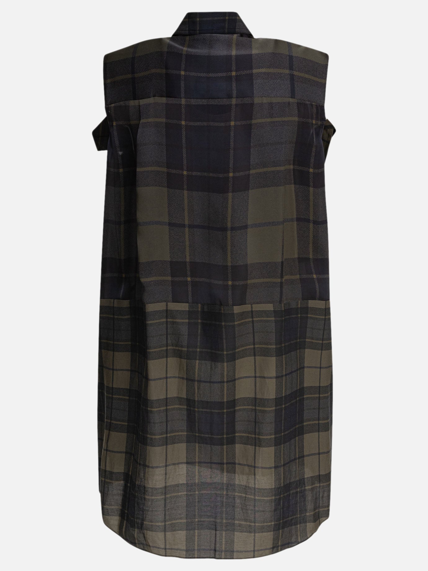 Sacai Plaid print dress Grey