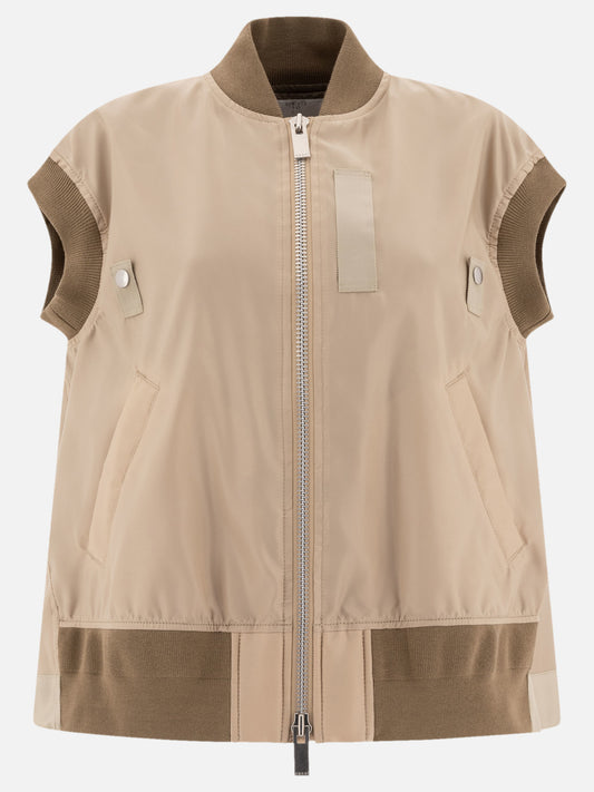 Giacche smanicate Solid colour  Beige - Sacai Donna | PLP | VIETTI Online Store 

