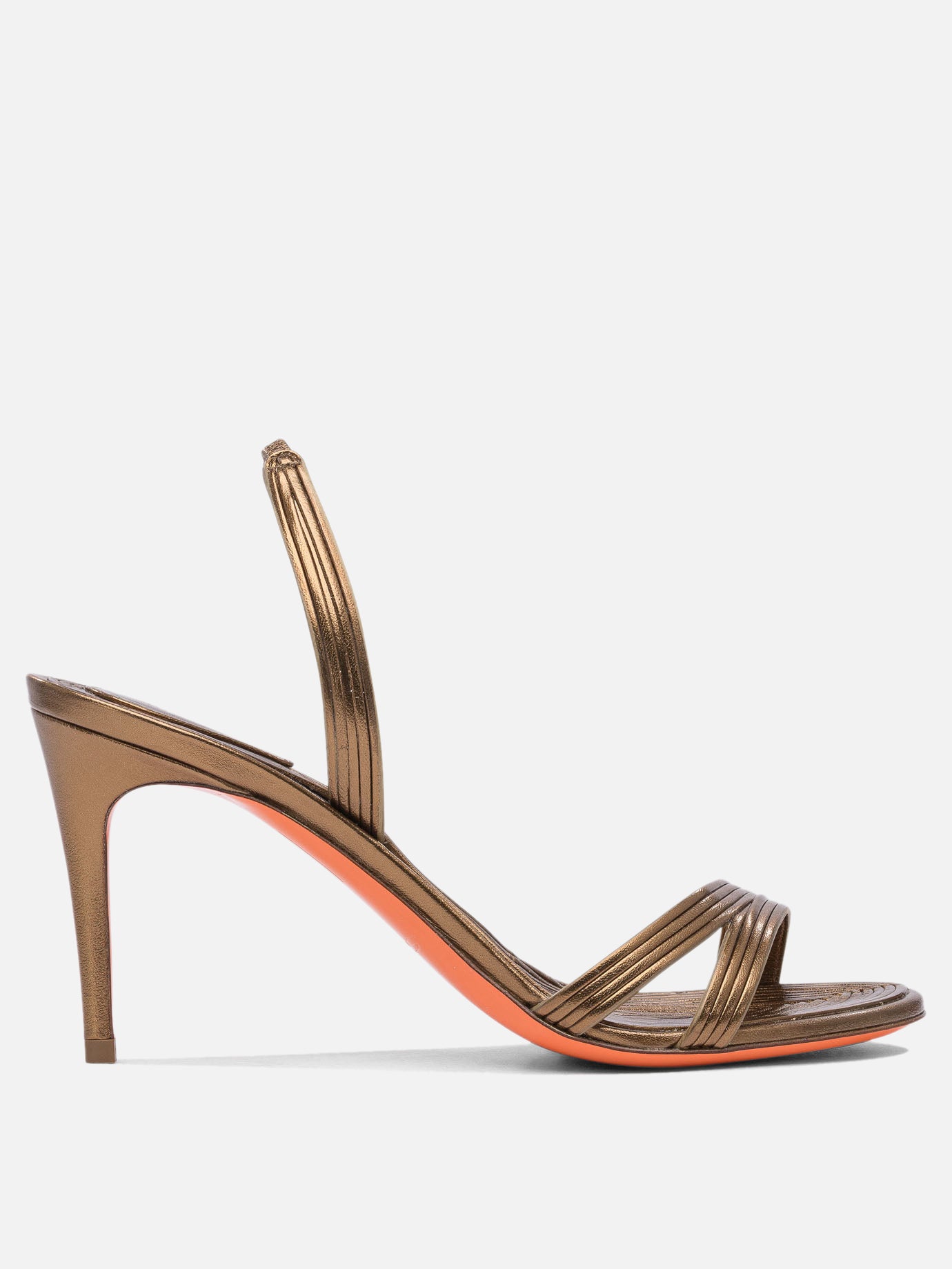 Sandali con tacco 100% leather - 100% leather  Oro - Santoni Donna | PDP | VIETTI Online Store | Zoom-Modal
