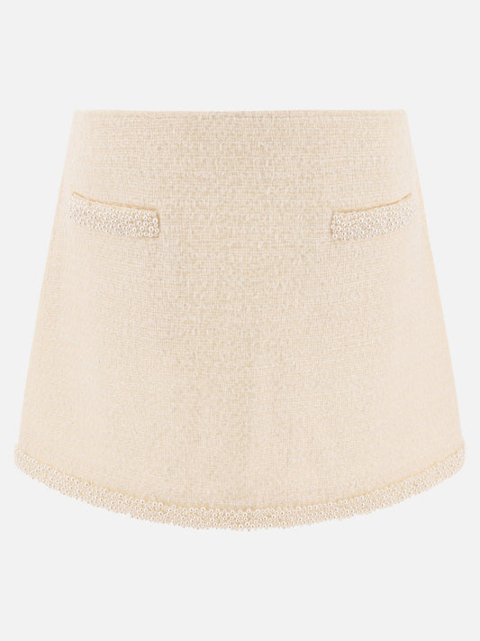 Self-portrait Beaded miniskirt Beige

