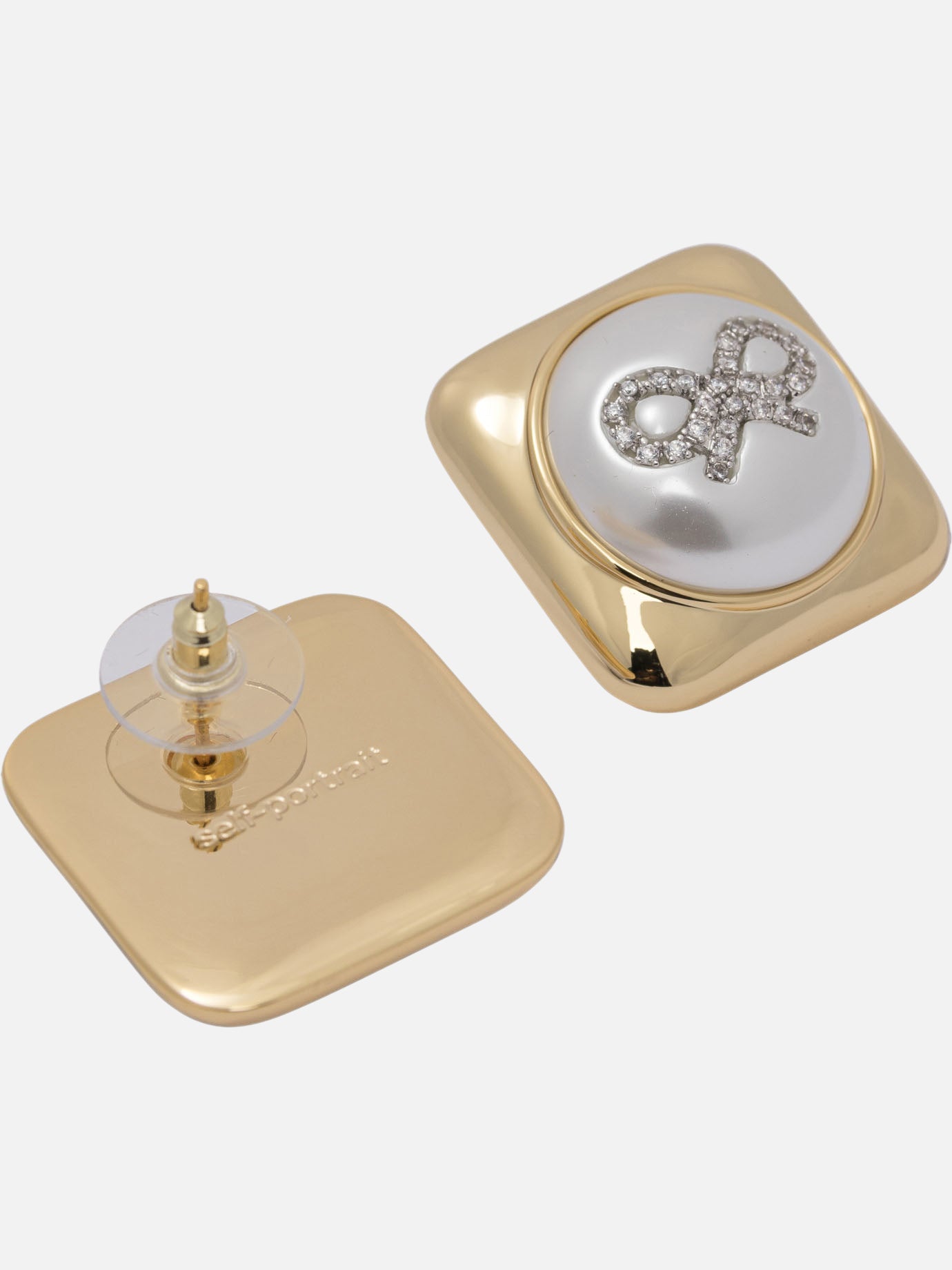 Orecchini 80% brass 20% stainless steel - 50% cubic zirconia 50% faux pearl  Oro - Self-portrait Donna | PDP | VIETTI Online Store | thumbnail_2