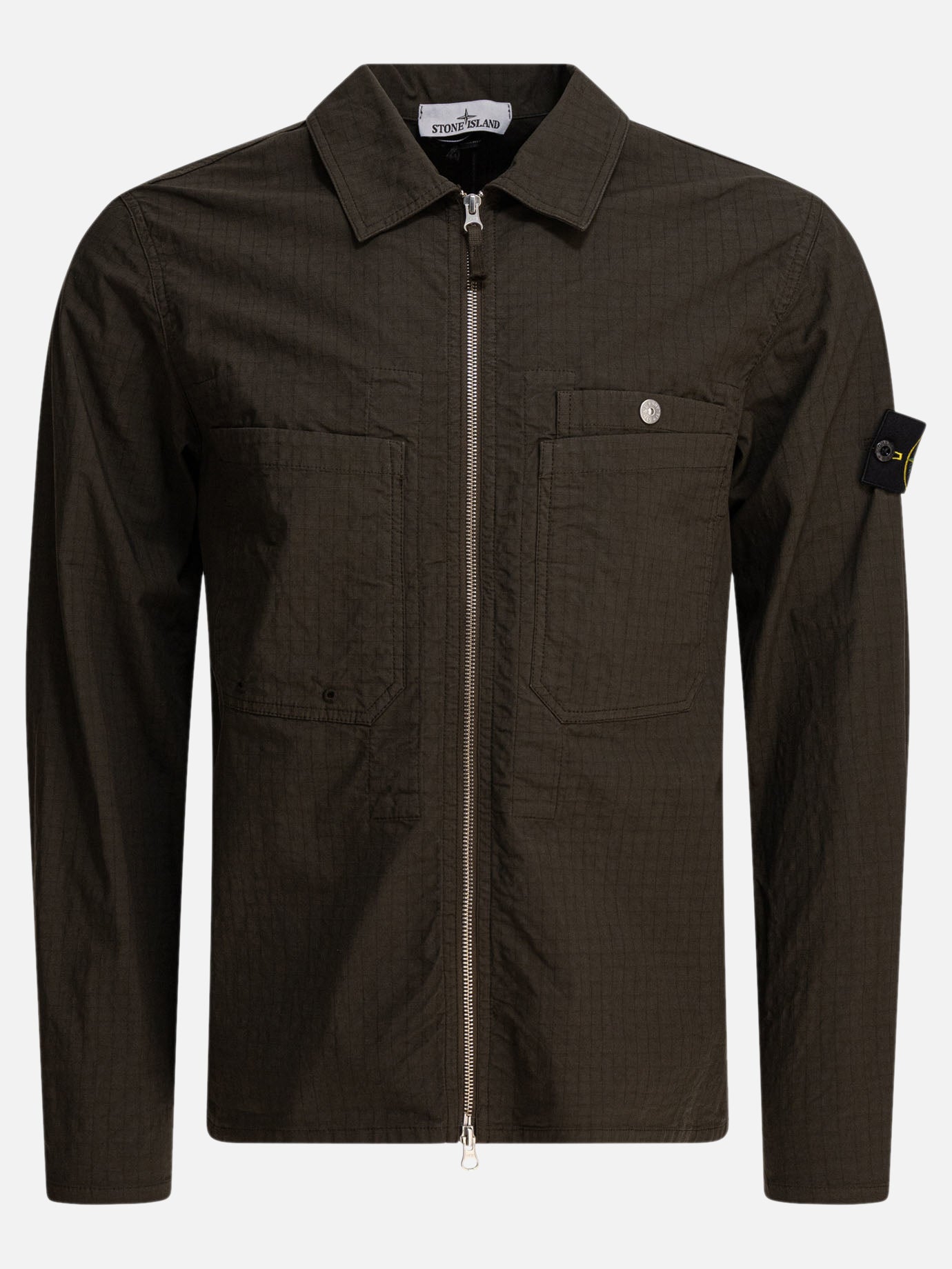 Stone Island Overshirt in cotone ripstot biologico stretch 20664475_M Green thumbnail_1