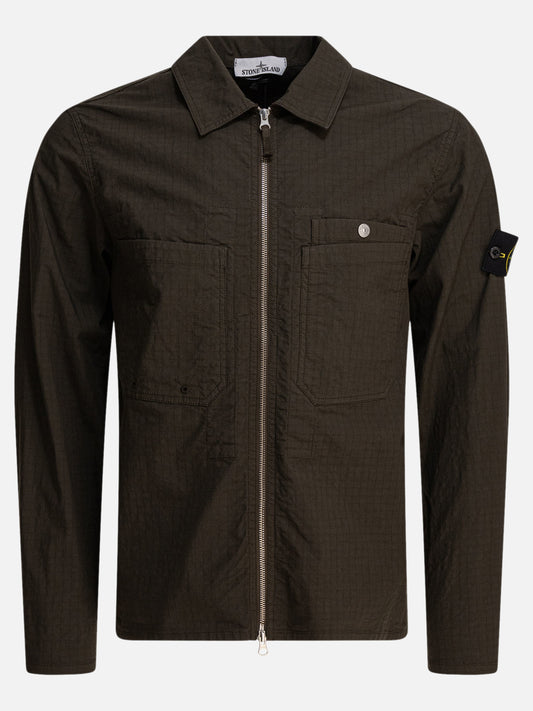 Stone Island Overshirt in cotone ripstot biologico stretch 20664475_M Green 1