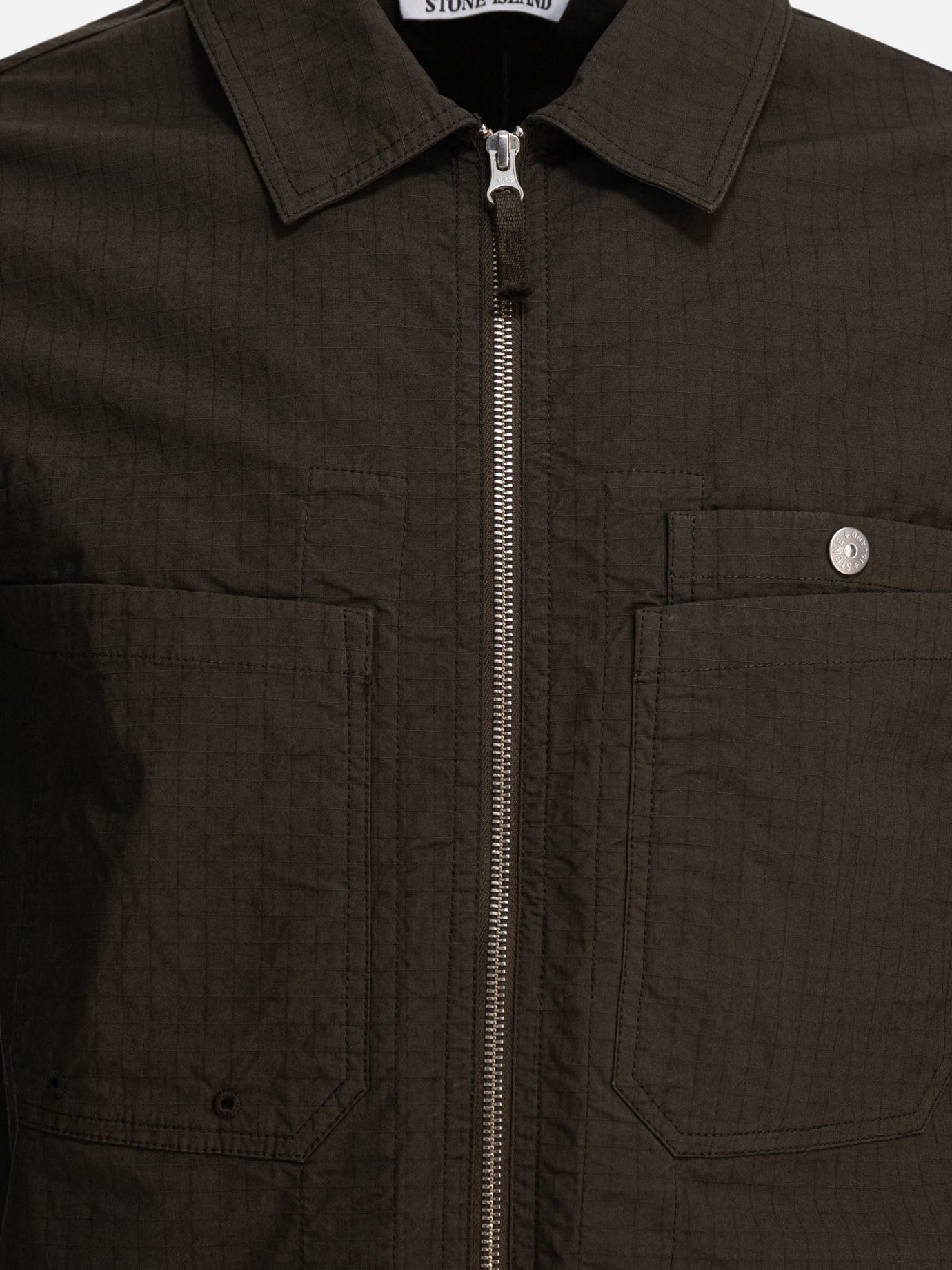 Stone Island Overshirt in cotone ripstot biologico stretch 20664475_M Green thumbnail_3