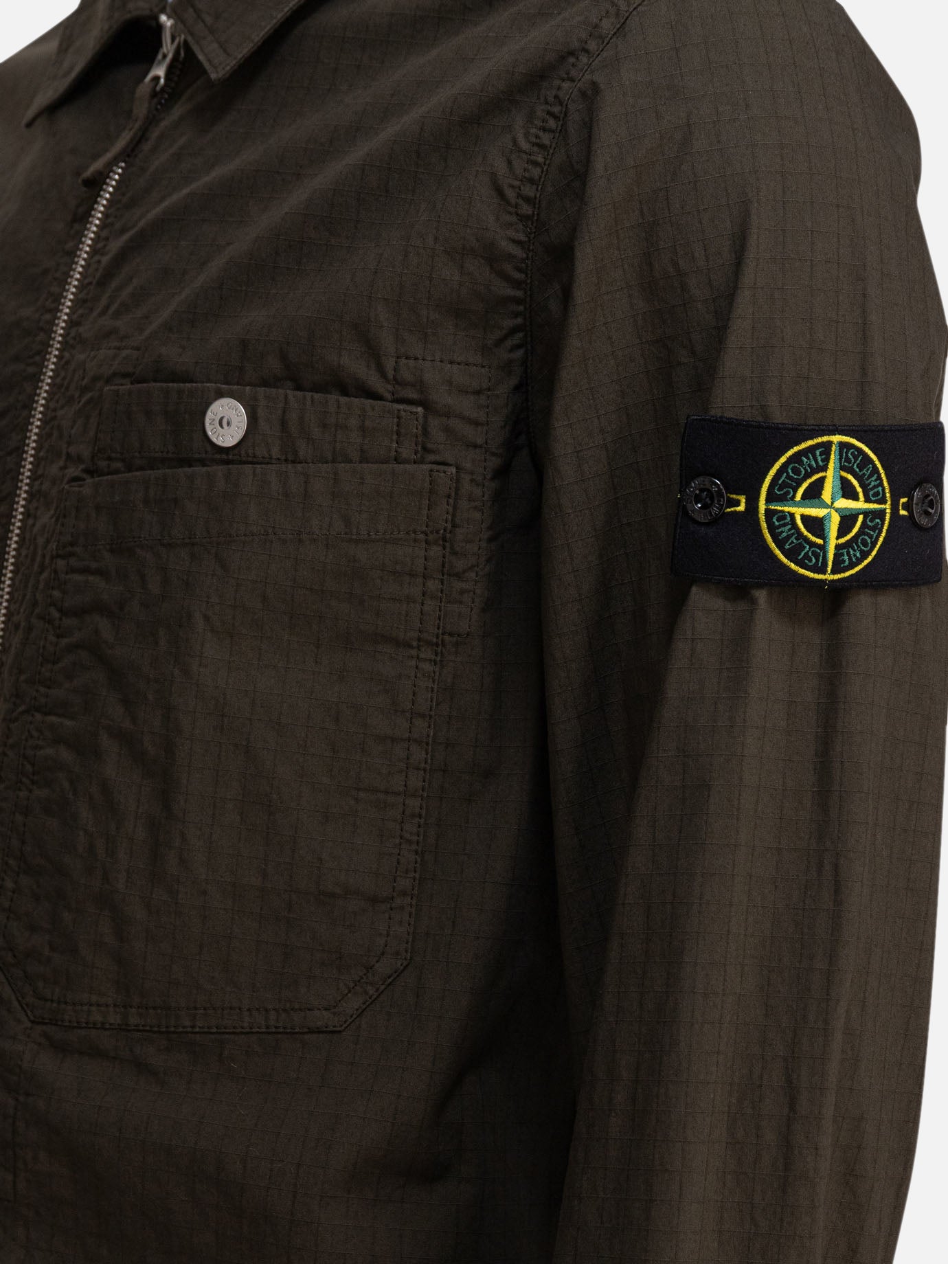 Stone Island Organic cotton ripstot stretch overshirt Green