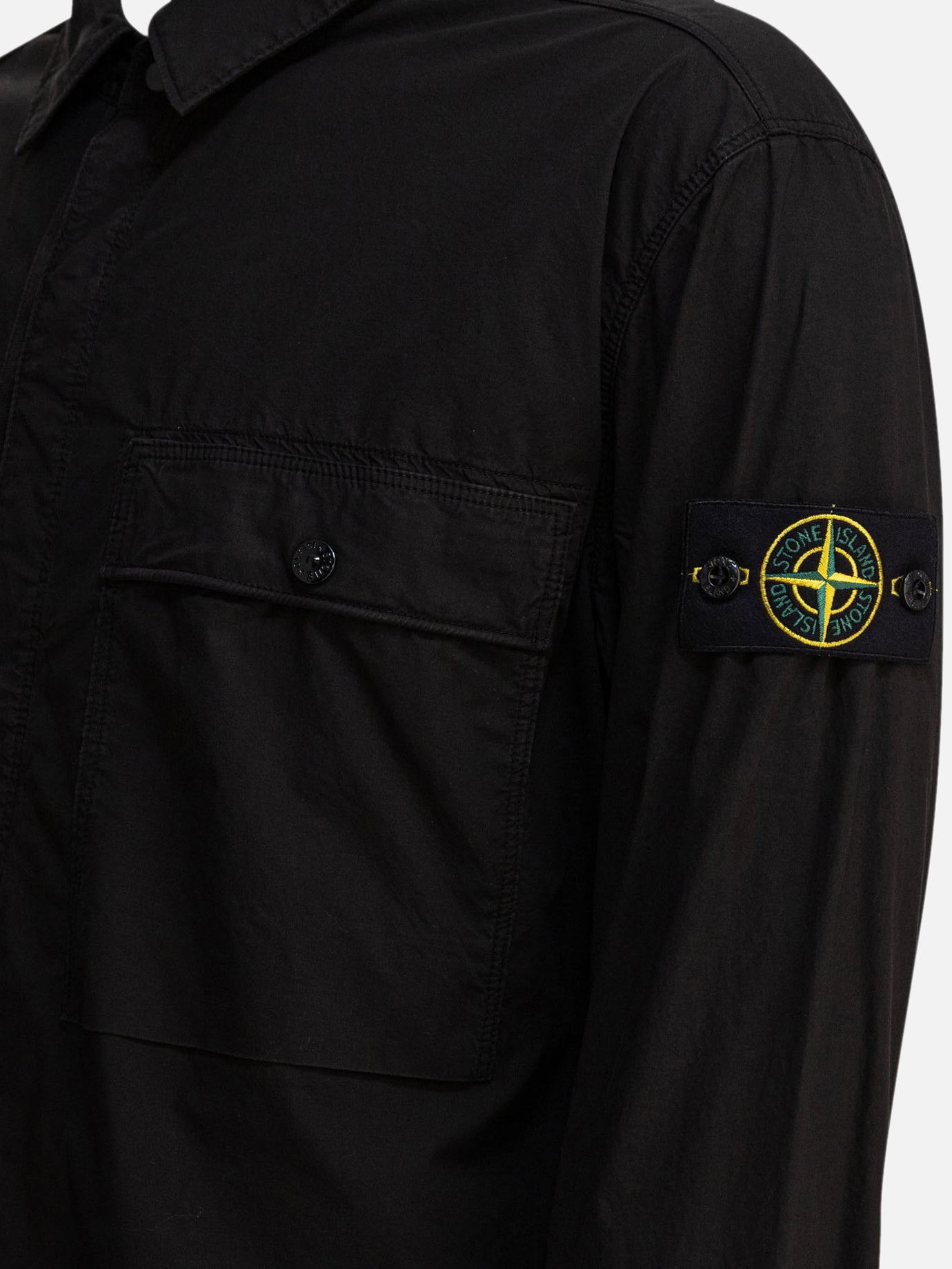 Stone Island Overshirt in tela di cotone stretch 23073480_L Black thumbnail_4