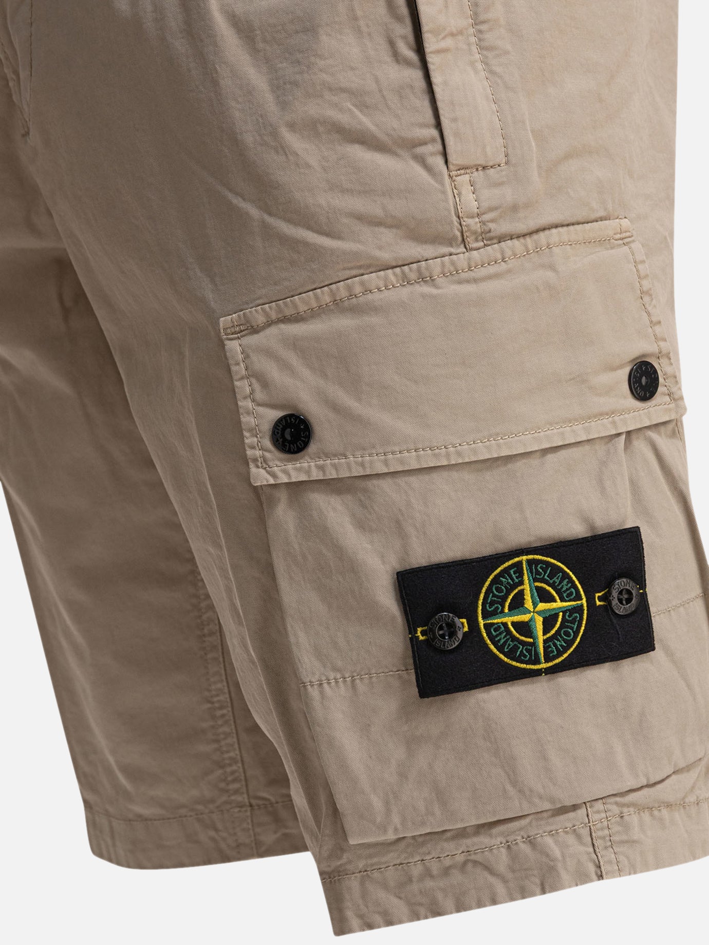 Stone Island Supima® cotton twill cargo bermuda shorts Beige