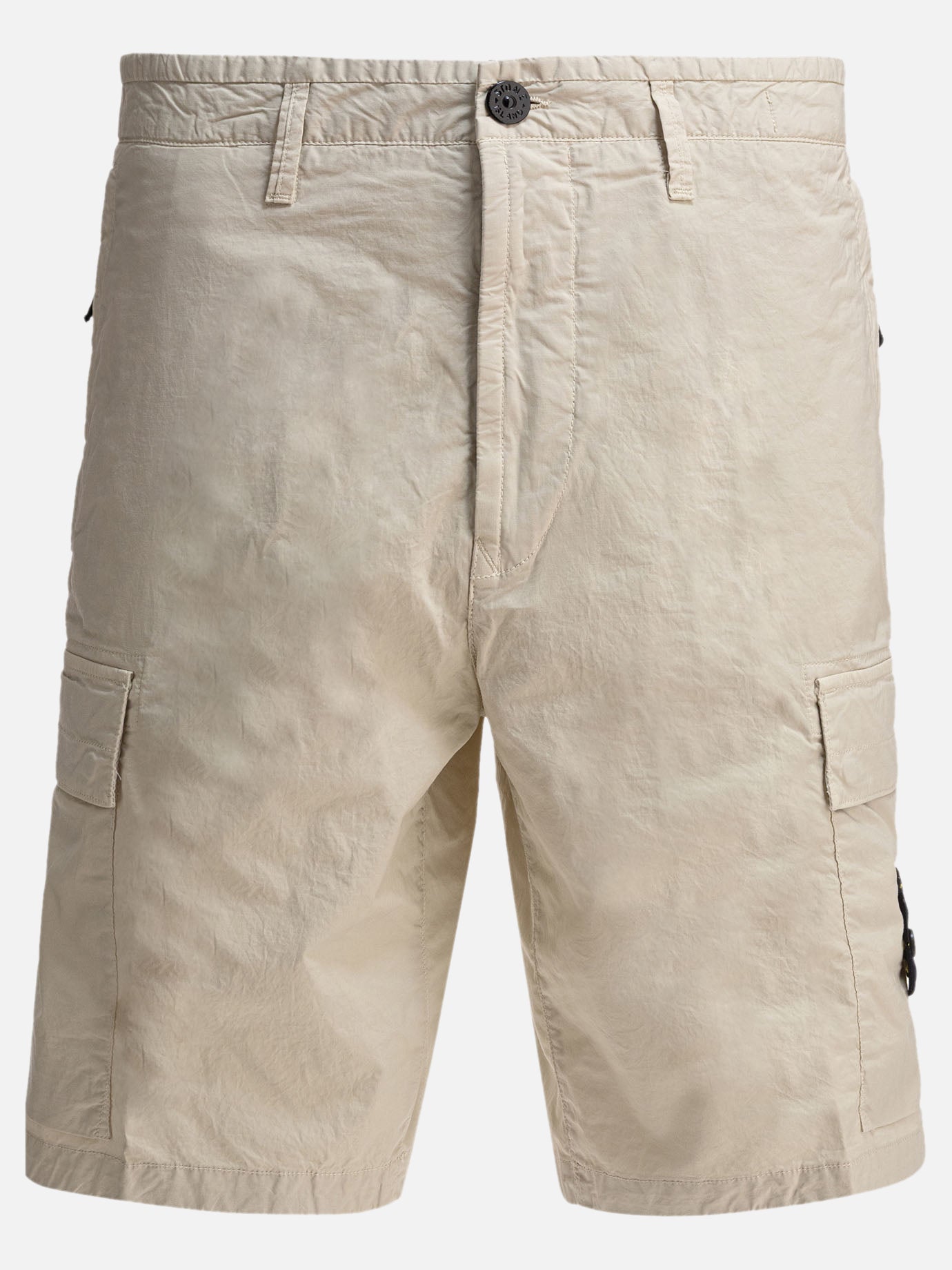 Stone Island Stretch cotton canvas cargo bermuda shorts Beige