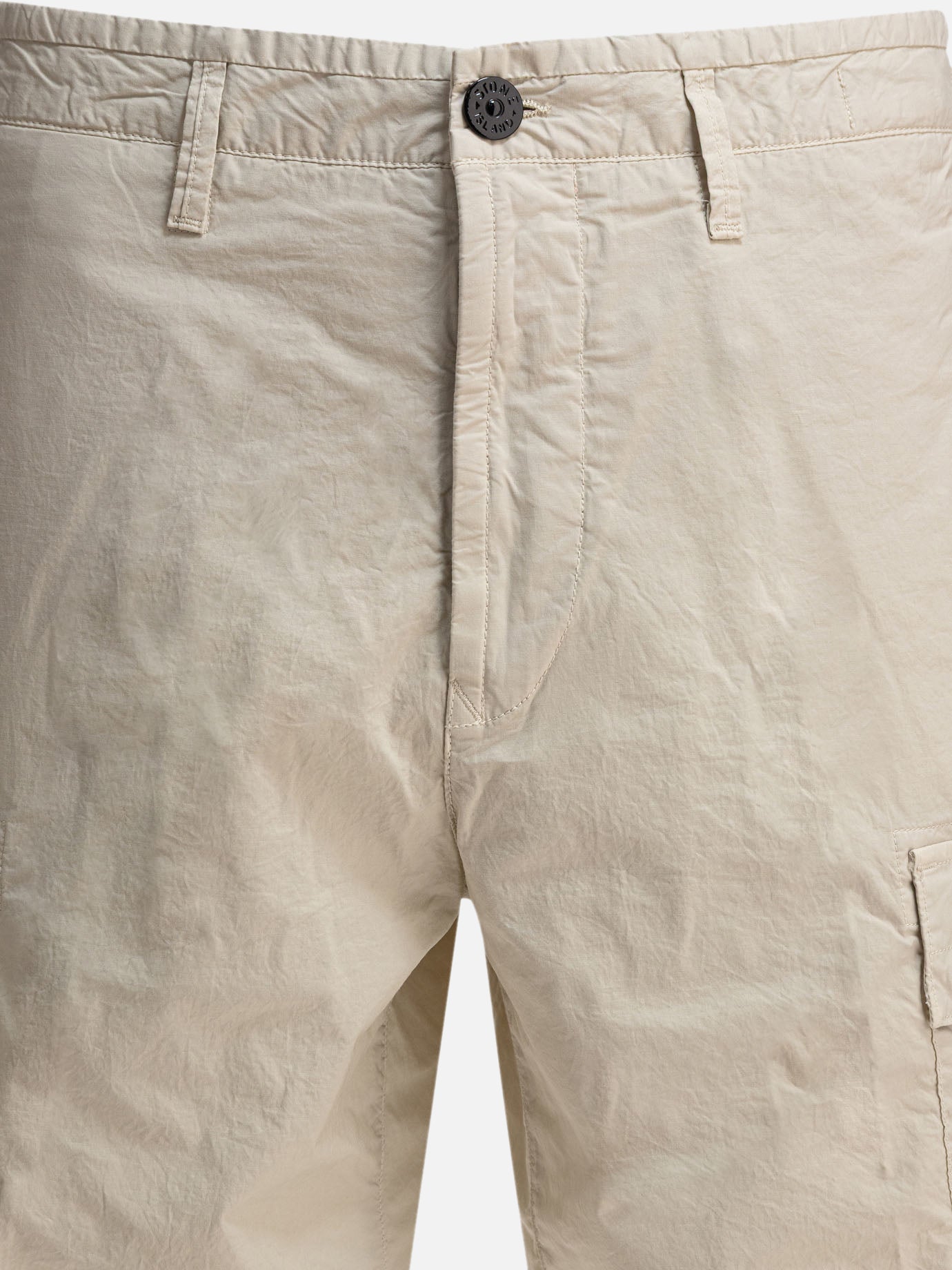 Stone Island Stretch cotton canvas cargo bermuda shorts Beige