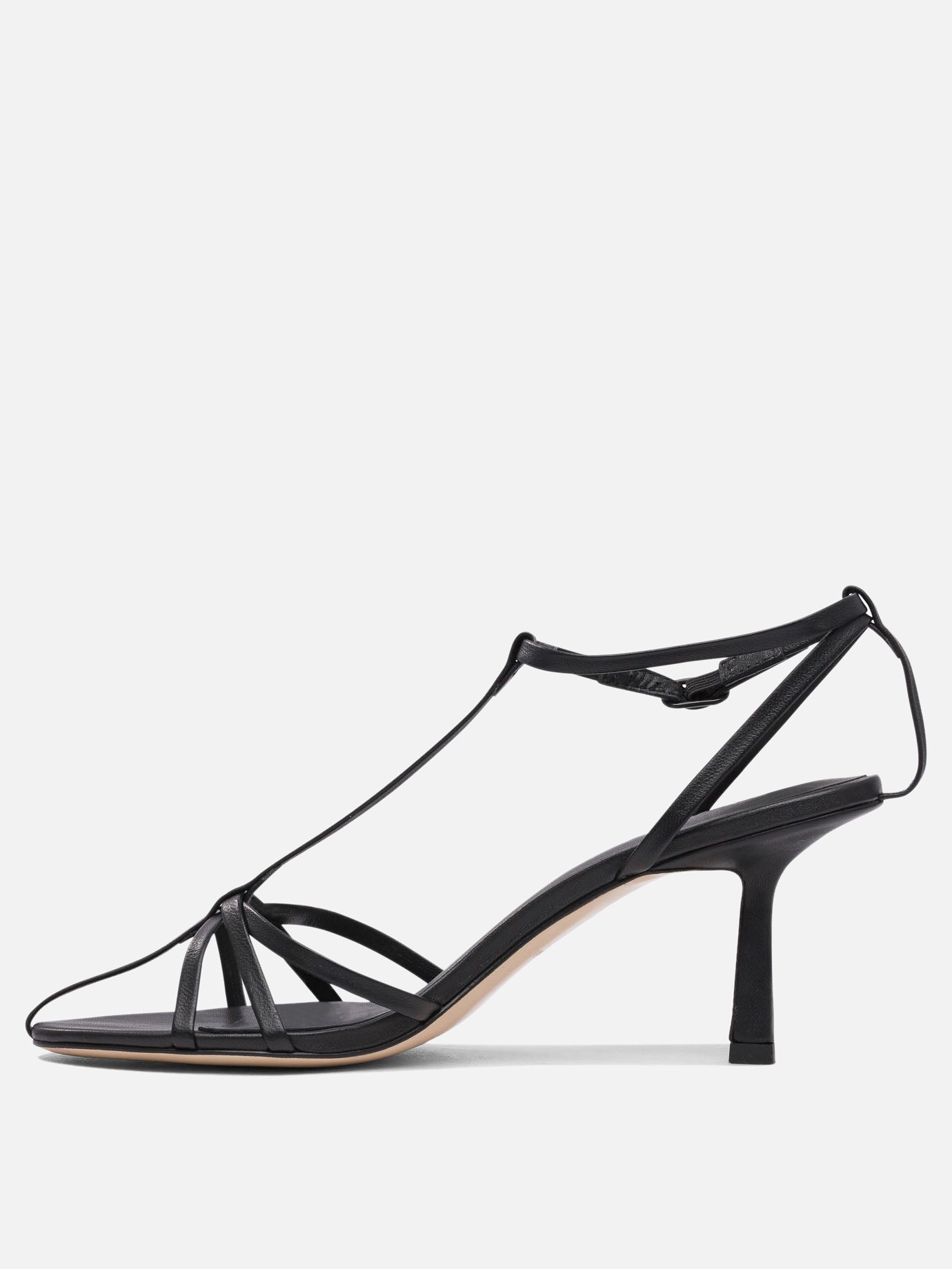 Heeled sandals 100% leather - 100% leather  Black - Studio Amelia Women | PDP | VIETTI Online Store | thumbnail_3