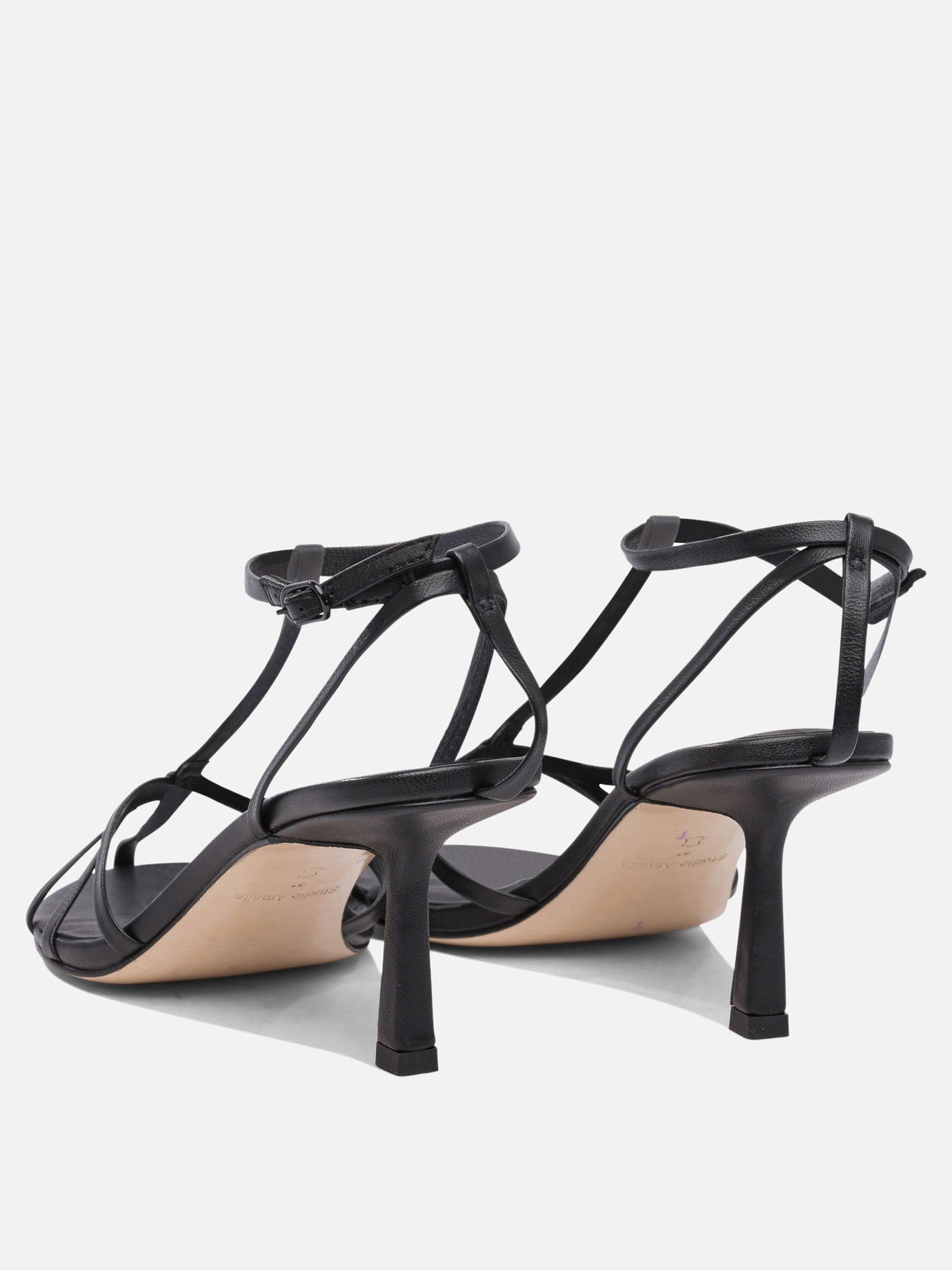 Heeled sandals 100% leather - 100% leather  Black - Studio Amelia Women | PDP | VIETTI Online Store | thumbnail_4