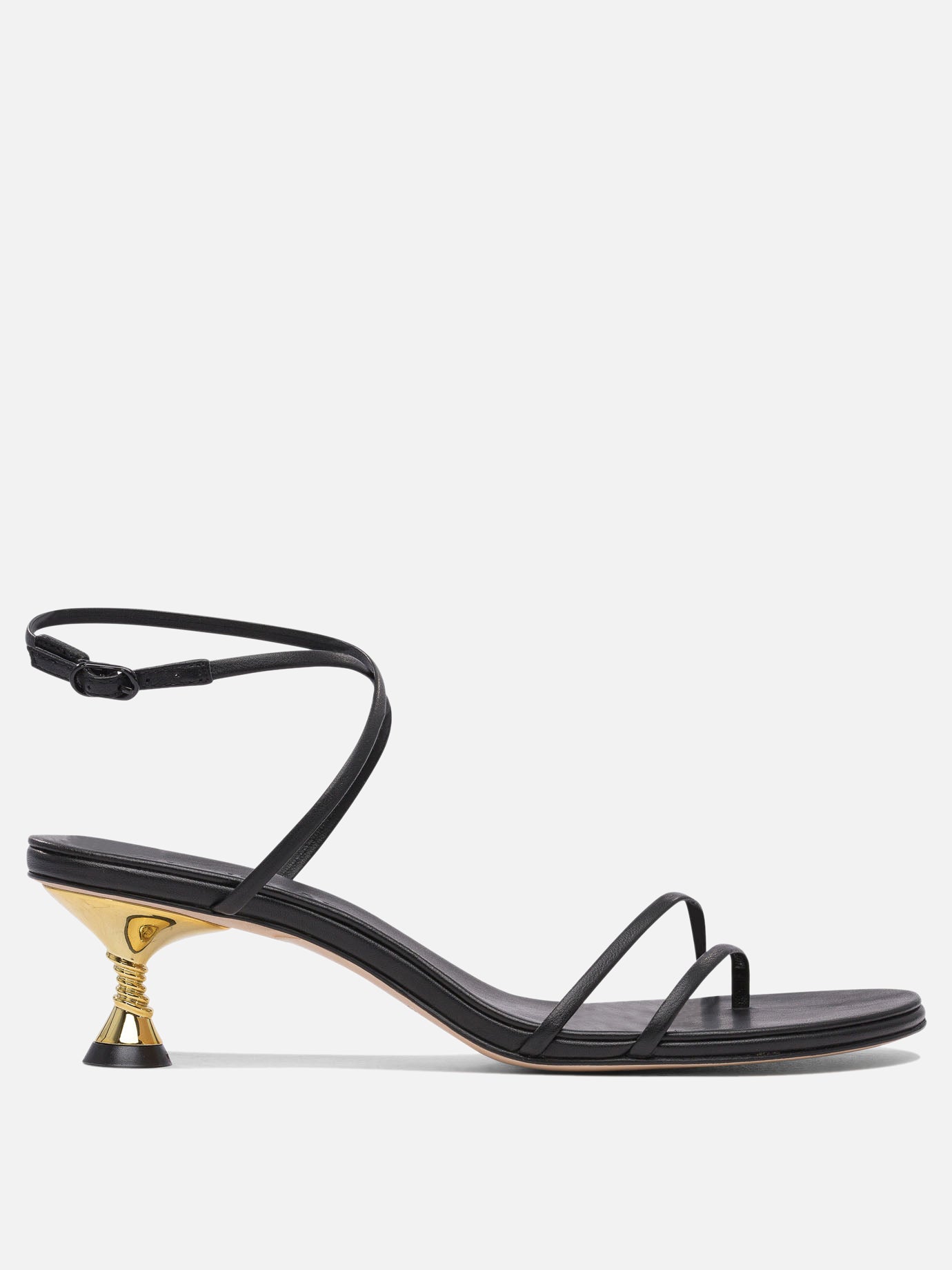 Heeled sandals 100% leather - 100% leather  Black - Studio Amelia Women | PDP | VIETTI Online Store | thumbnail