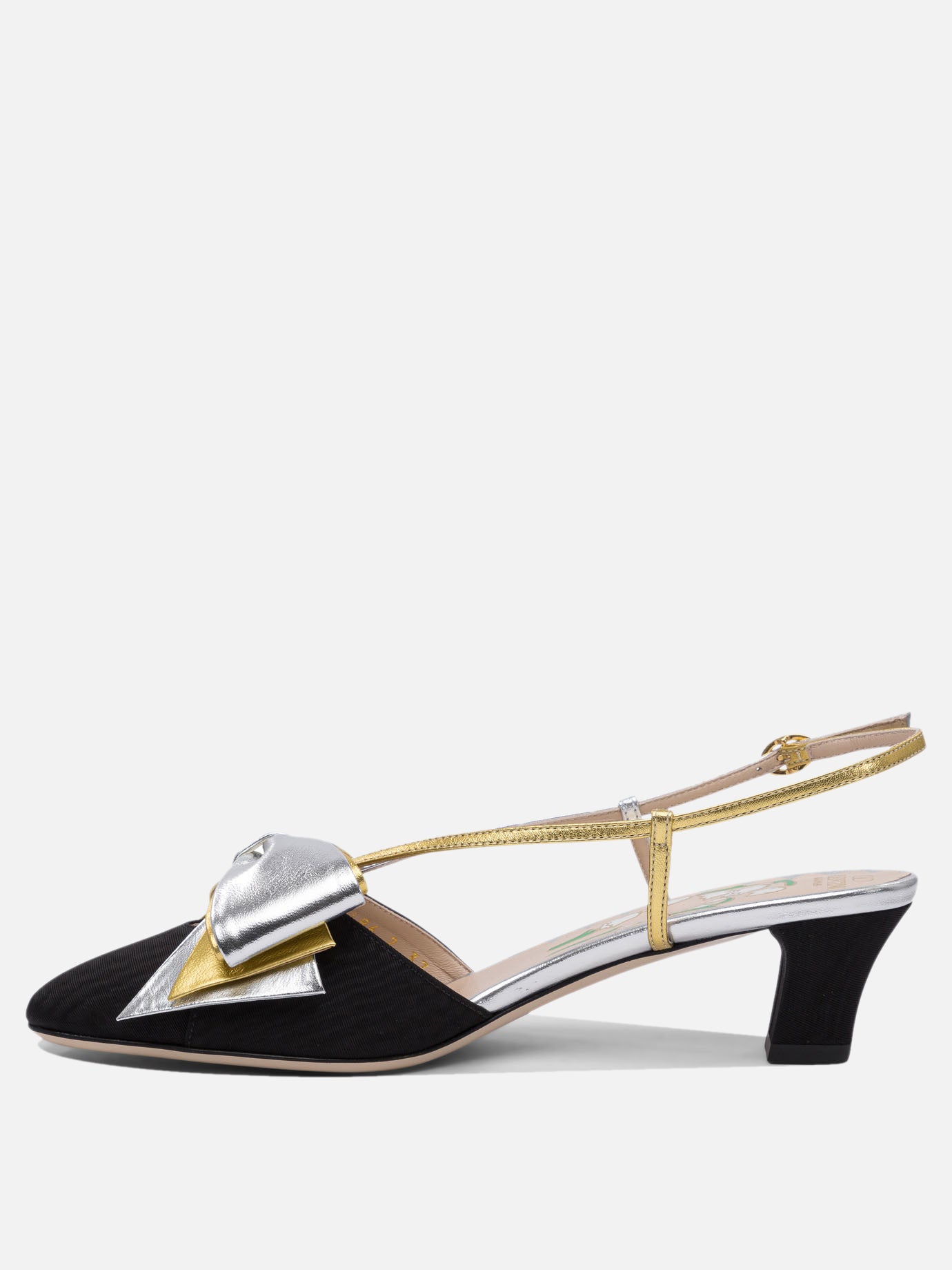 Valentino Garavani Décolleté slingback &quot;Bowow Moirè 45 mm&quot; 17419593_38½ Black thumbnail_3