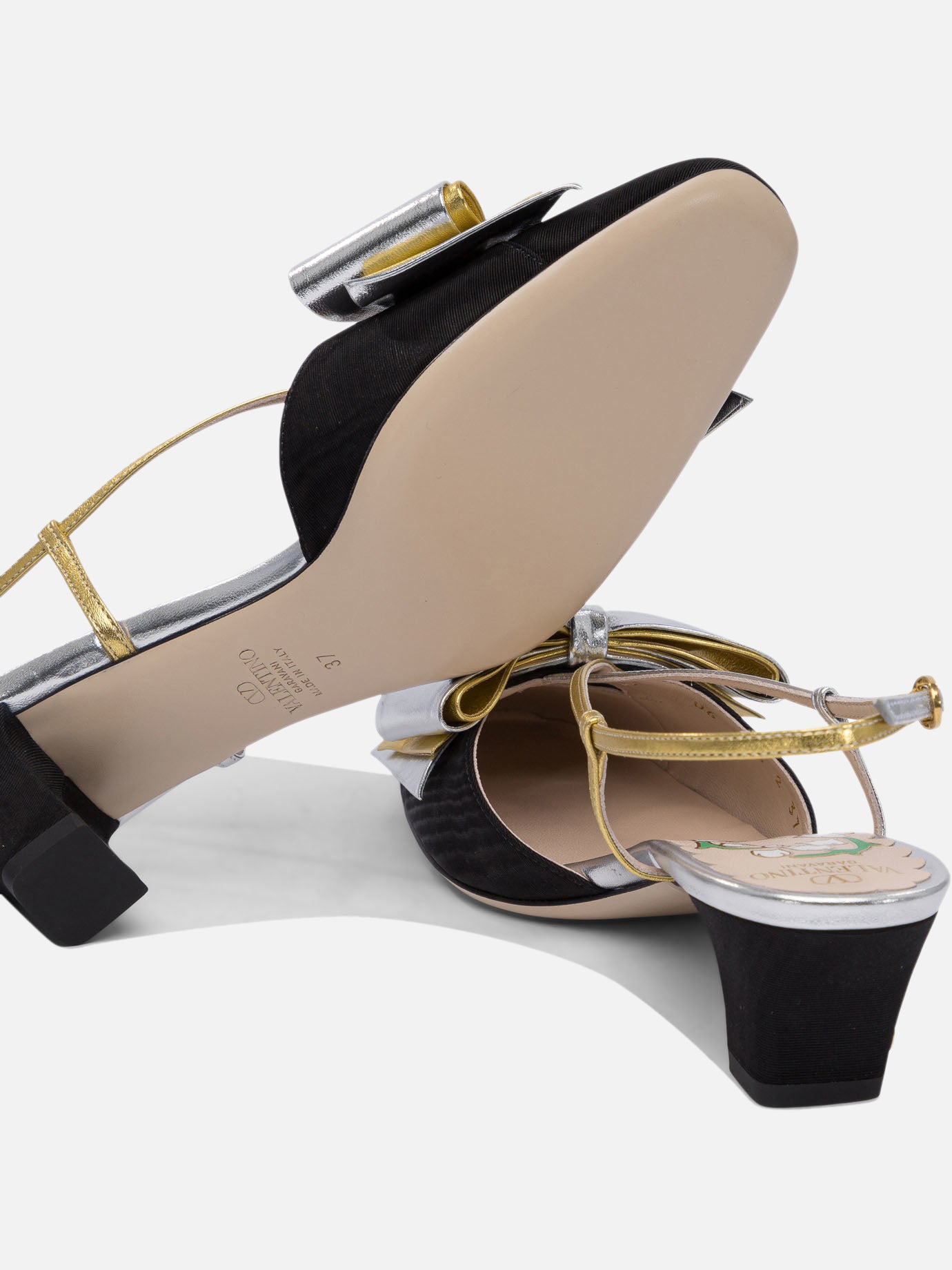 Valentino Garavani Décolleté slingback &quot;Bowow Moirè 45 mm&quot; 17419593_38½ Black thumbnail_5