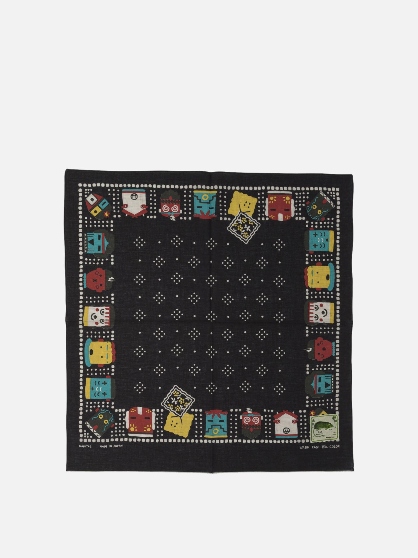 KAPITAL &quot;Kachina &amp; Peckish Rainbowy&quot; Scarf 28268965_UNI Black thumbnail_1
