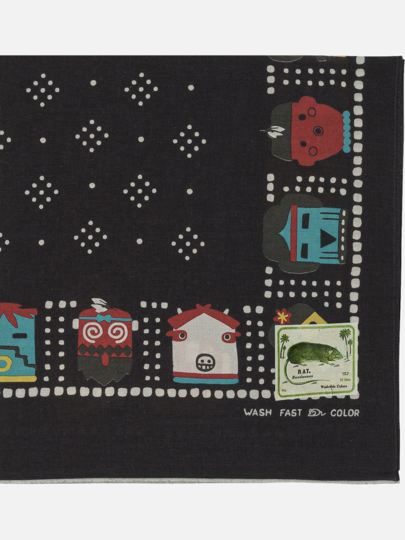 KAPITAL "Kachina & Peckish Rainbowy" Scarf Black