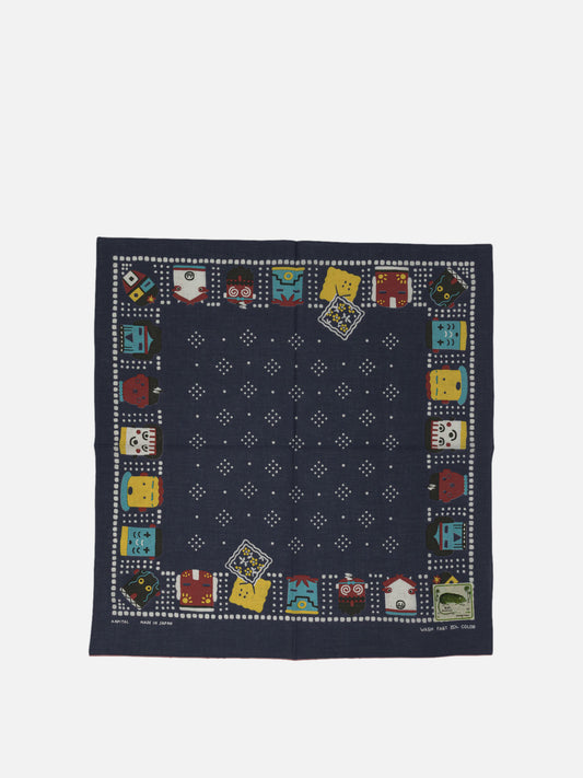 KAPITAL "Kachina & Peckish Rainbowy" Scarf Blue

