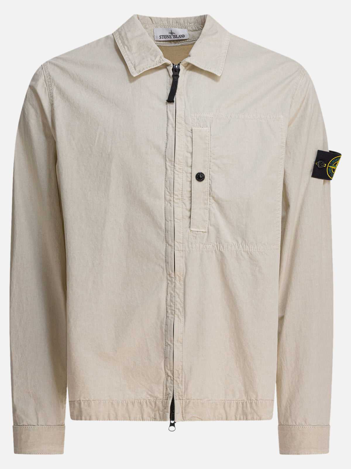 Stone Island Organic cotton canvas overshirt jacket Beige