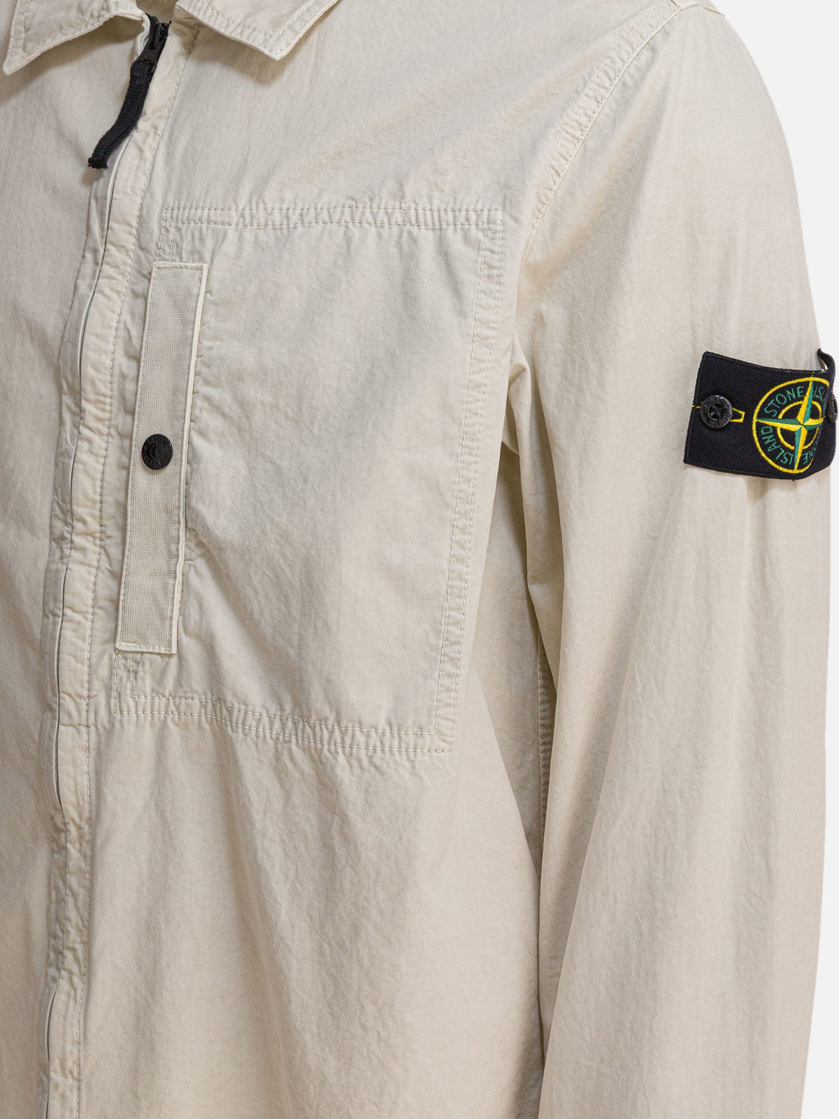 Stone Island Organic cotton canvas overshirt jacket Beige
