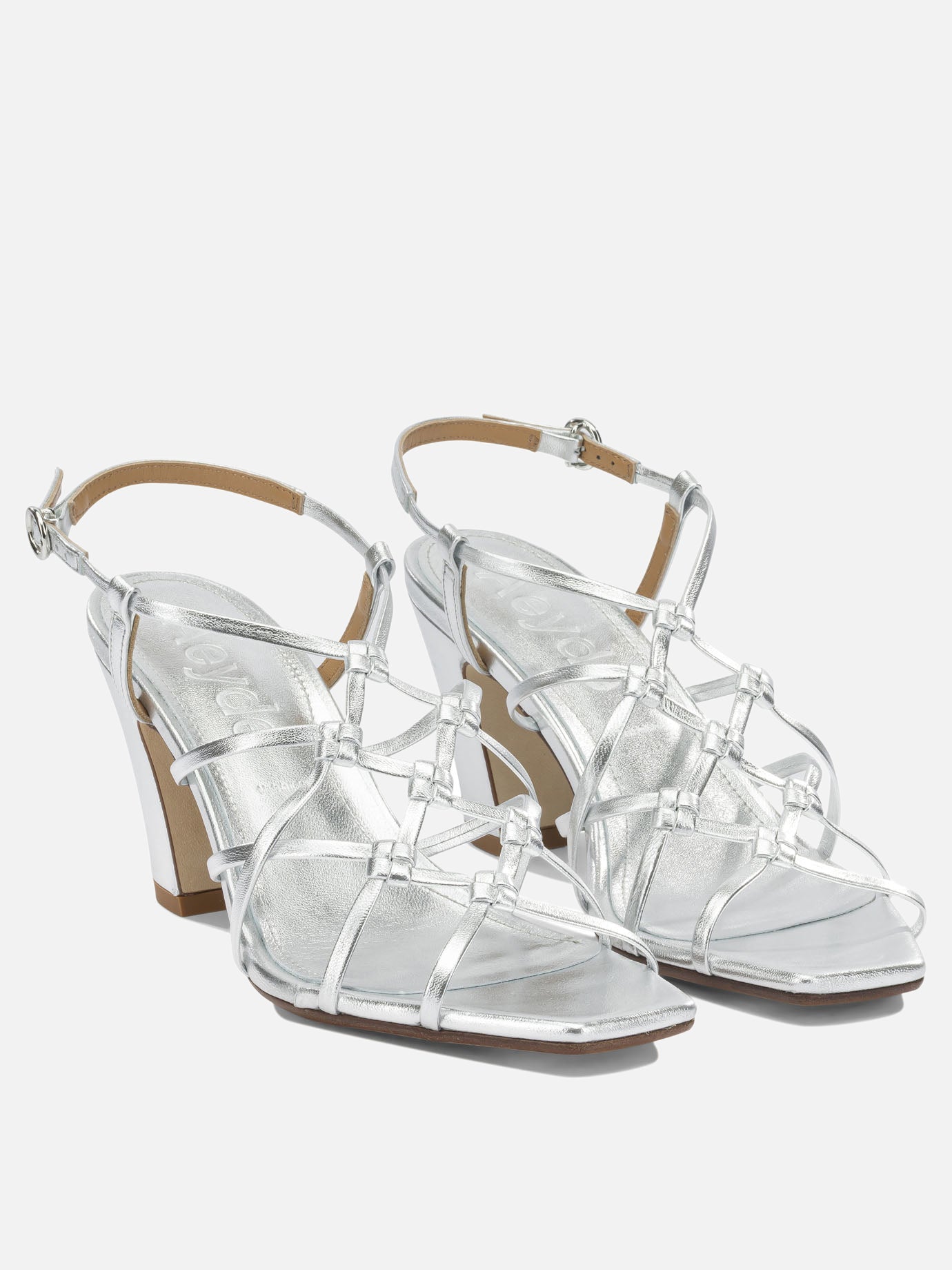 Heeled sandals 100% laminated nappa leather - 100% cow leather  Silver - Aeyde Women | PDP | VIETTI Online Store | Zoom-Modal_2
