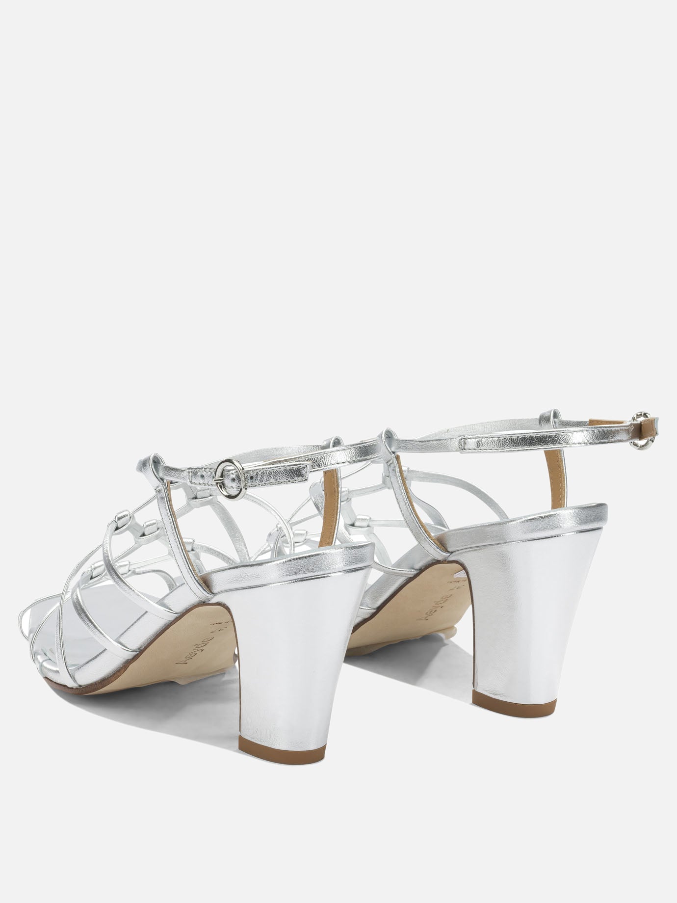 Heeled sandals 100% laminated nappa leather - 100% cow leather  Silver - Aeyde Women | PDP | VIETTI Online Store | Zoom-Modal_4
