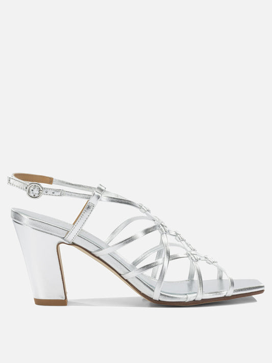 Heeled sandals 100% laminated nappa leather - 100% cow leather  Silver - Aeyde Women | PDP | VIETTI Online Store 
