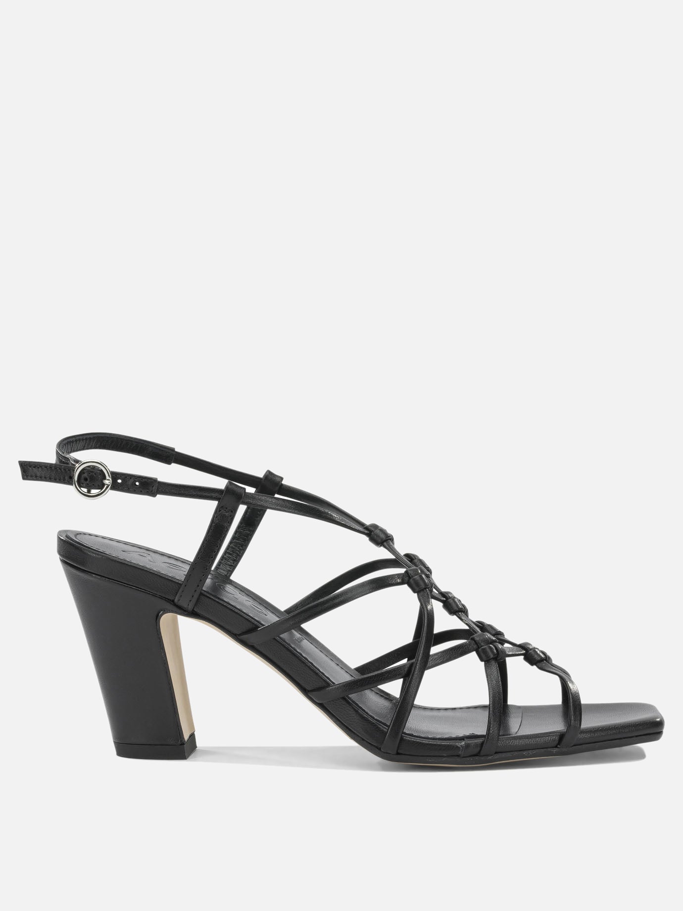 Heeled sandals 100% laminated nappa leather - 100% cow leather  Black - Aeyde Women | PDP | VIETTI Online Store | thumbnail