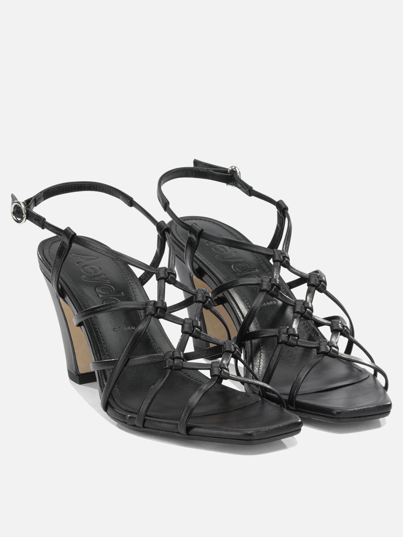 Heeled sandals 100% laminated nappa leather - 100% cow leather  Black - Aeyde Women | PDP | VIETTI Online Store | thumbnail_2