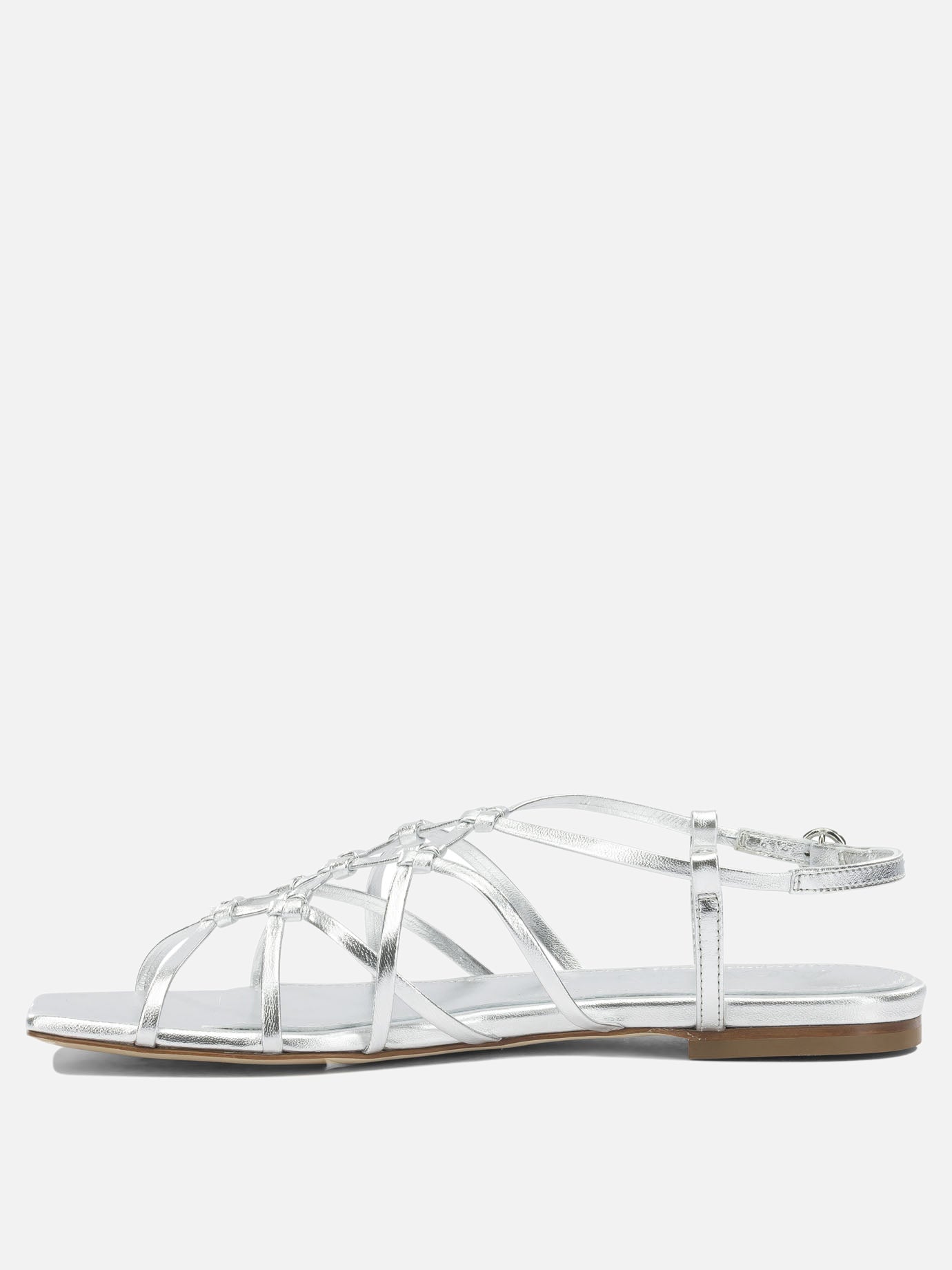Flat sandals 100% laminated nappa leather - 100% cow leather  Silver - Aeyde Women | PDP | VIETTI Online Store | thumbnail_3