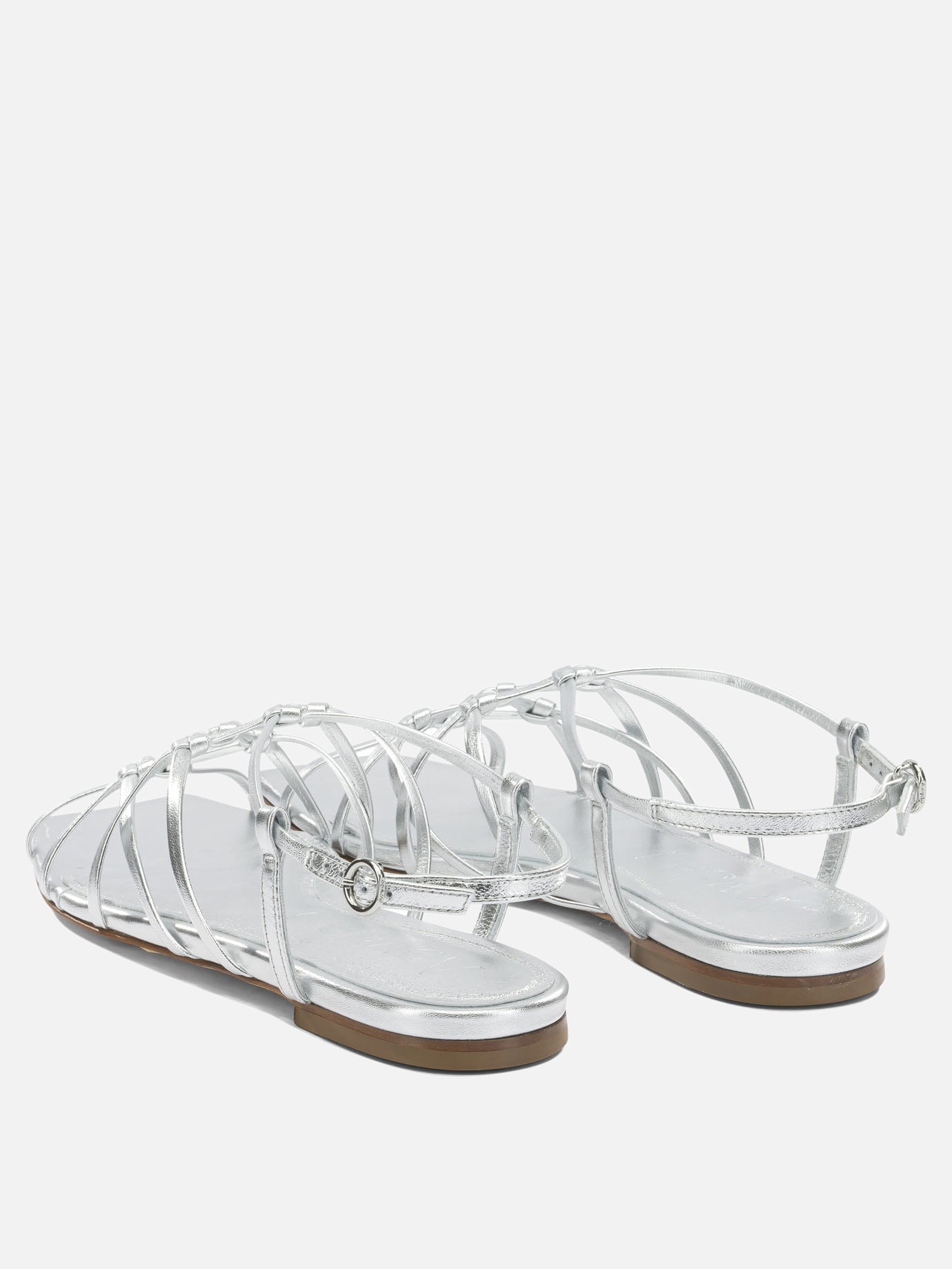 Flat sandals 100% laminated nappa leather - 100% cow leather  Silver - Aeyde Women | PDP | VIETTI Online Store | Zoom-Modal_4
