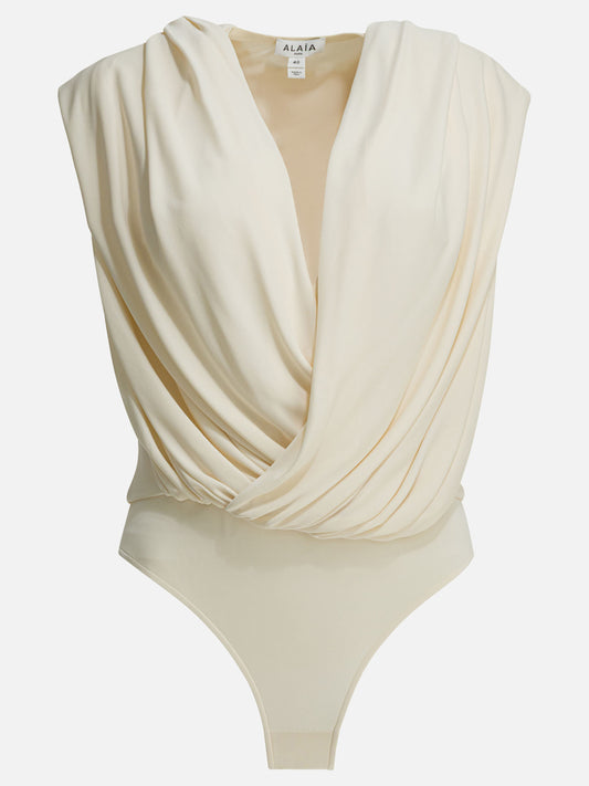 Alaïa Draped bodysuit with hood White

