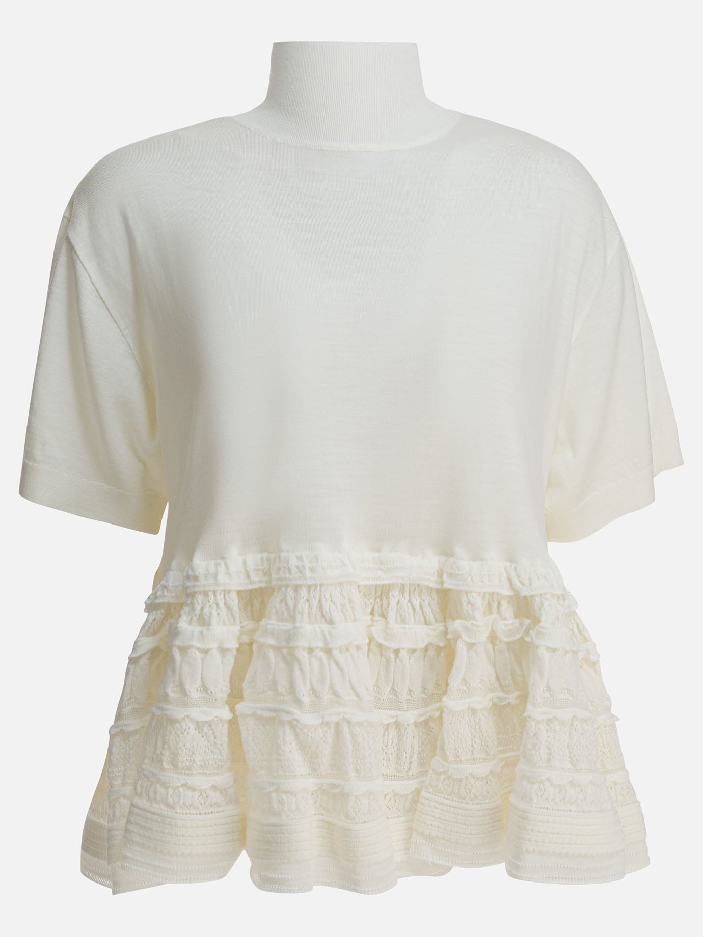 T-shirt lupetto Solid colour  Bianco - Alaïa Donna | PDP | VIETTI Online Store | thumbnail