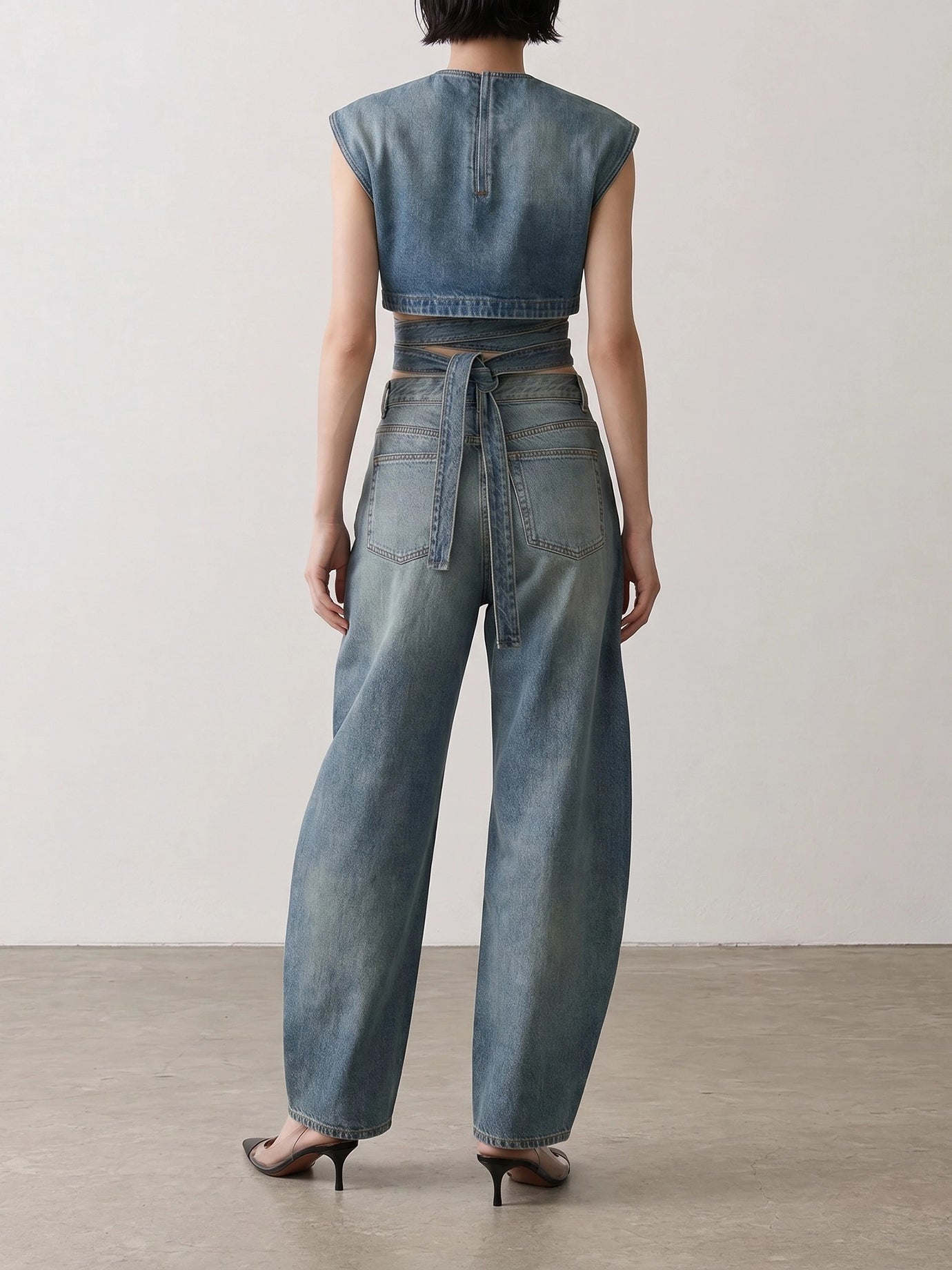 Wide-leg jeans Solid colour  Light blue - Alaïa Women | PDP | VIETTI Online Store | thumbnail_3