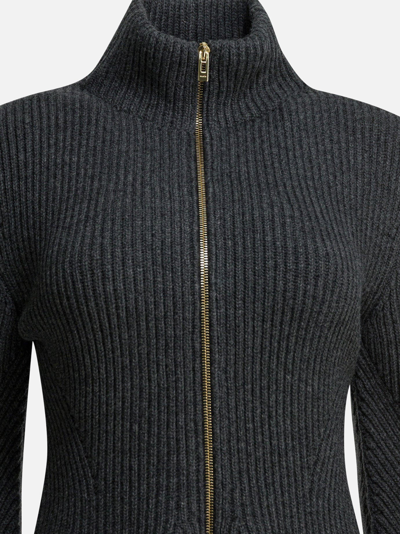 Zipped sweaters Solid colour  Grey - Alaïa Women | PDP | VIETTI Online Store | thumbnail_3